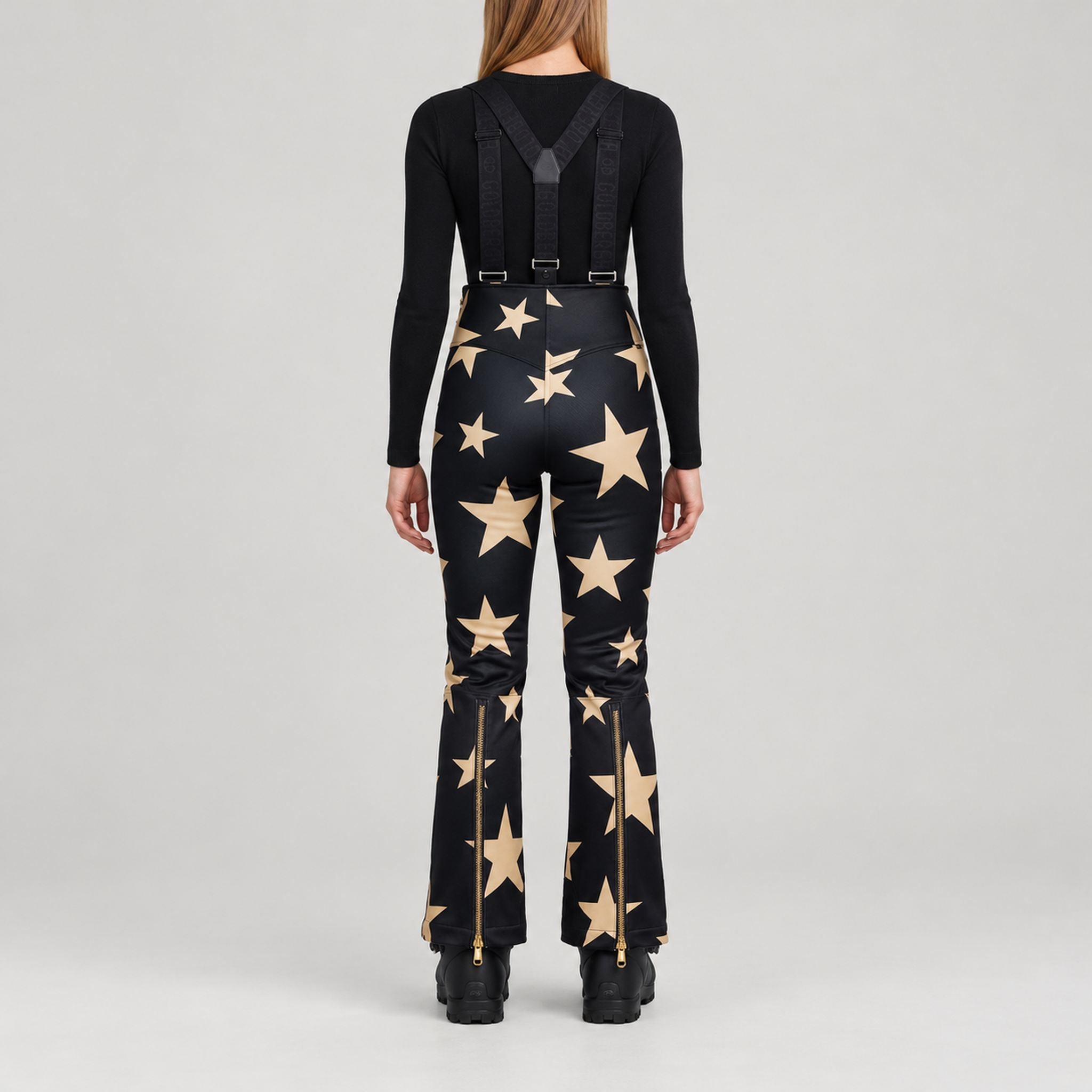 Goldbergh Sakuya Ski Pants Ski Pants in Black Gold — model back. AI-generated from manufacturer reference photographs.