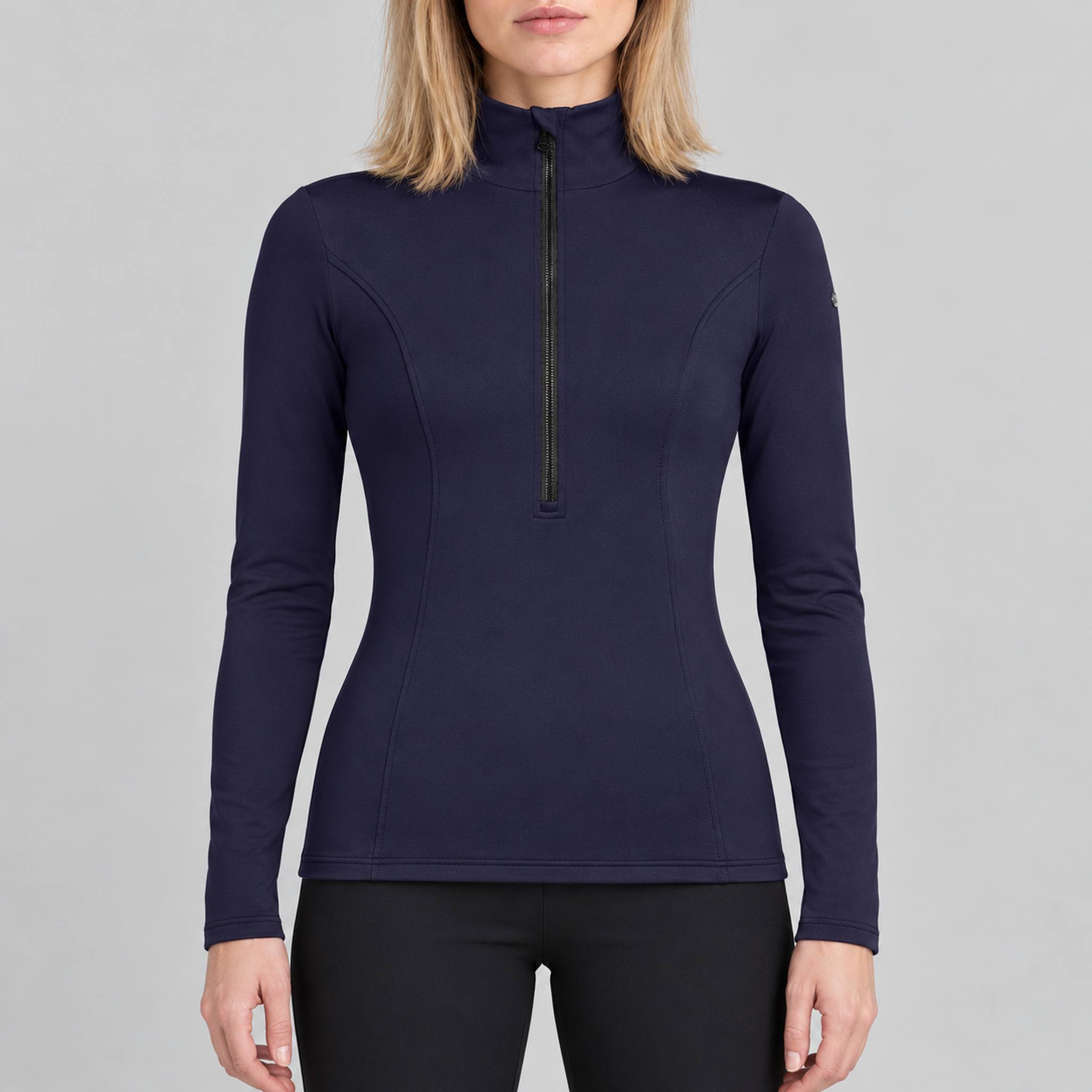 Goldbergh Serena Pully in French Blue in French Blue — model front. AI-generated from manufacturer reference photographs.