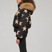 Goldbergh Shinnen Ski Jacket in Black Gold — model side. AI-generated from manufacturer reference photographs.