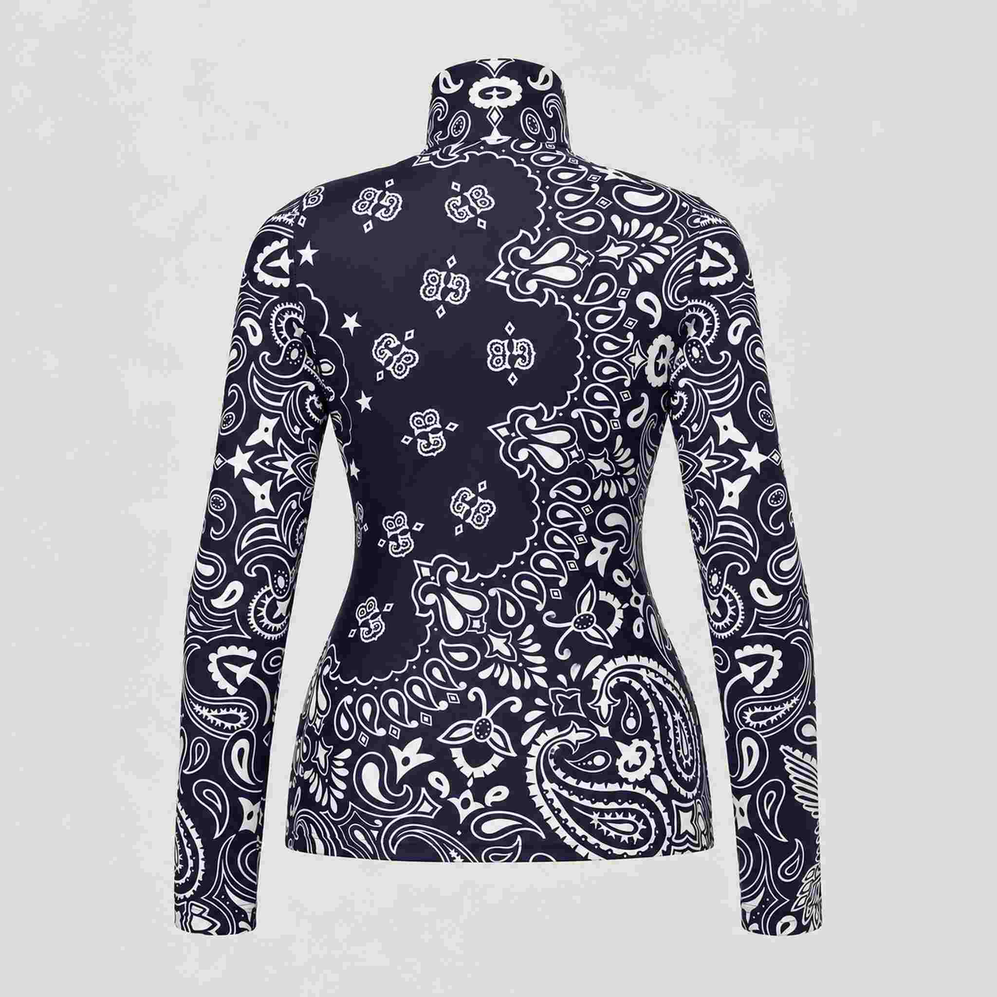 Goldbergh Toriko Pully in Bandana Paisley Blue in Bandana Paisley Blue — back. AI-generated from manufacturer reference photographs.