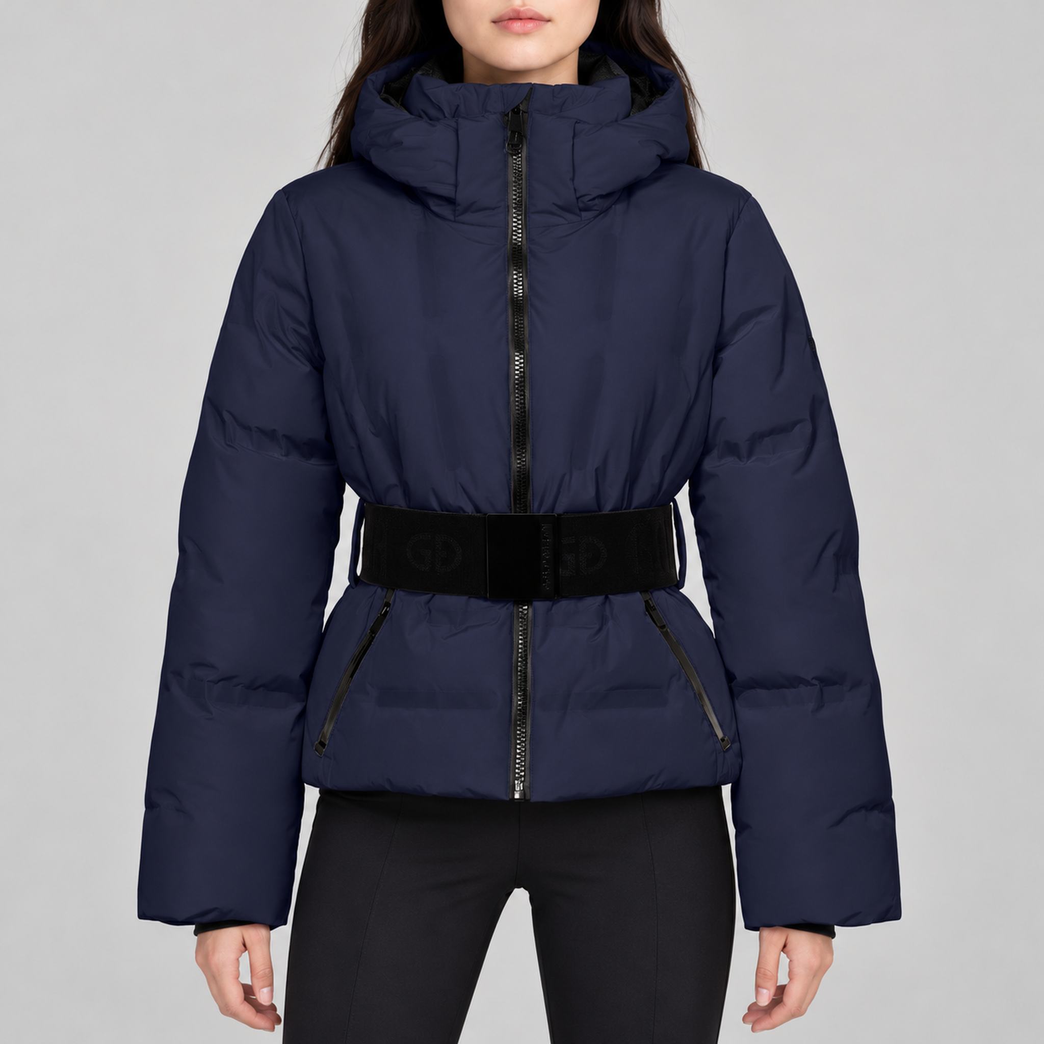 Goldbergh Umi Ski Jacket in French Blue in French Blue — model front. AI-generated from manufacturer reference photographs.