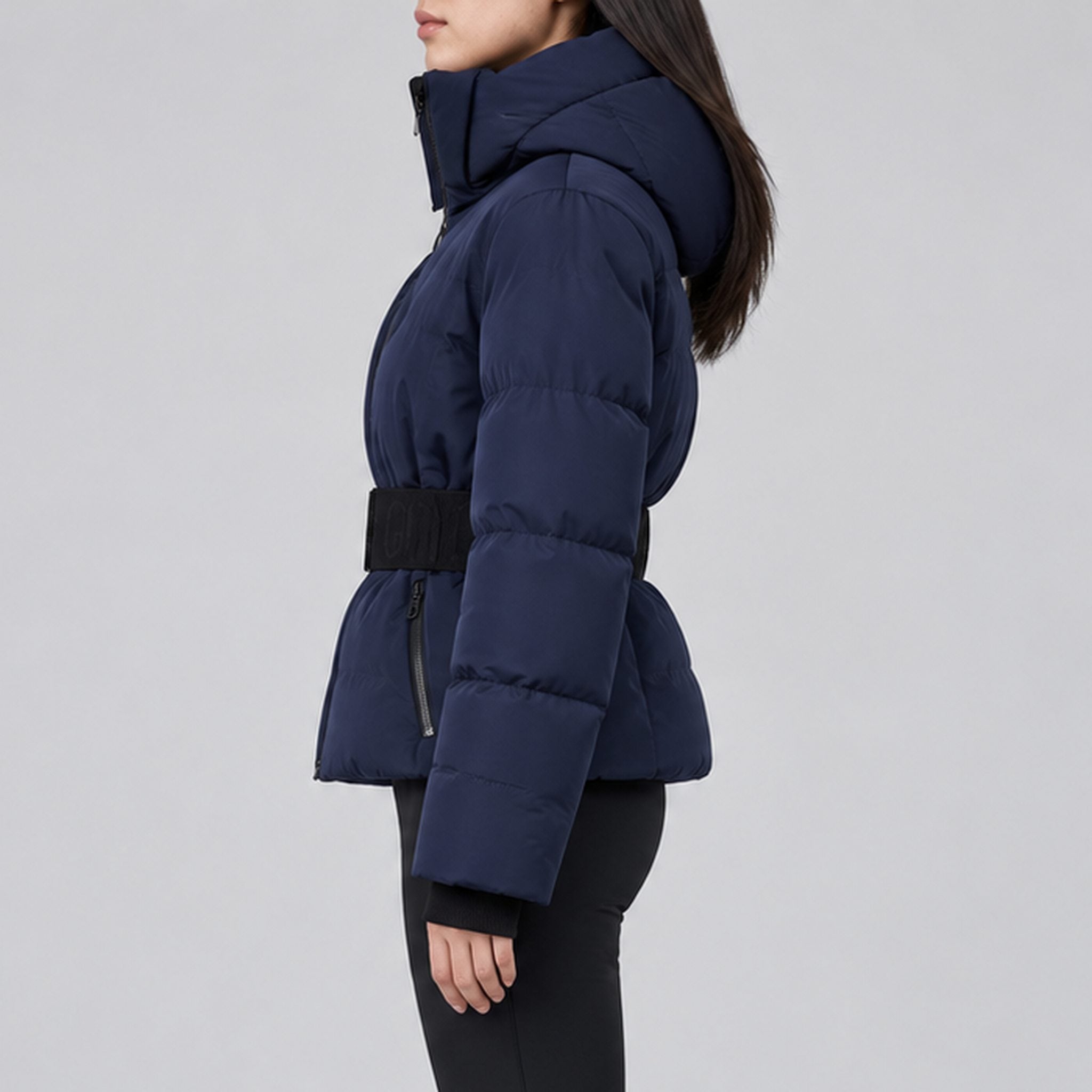 Goldbergh Umi Ski Jacket in French Blue in French Blue — model side. AI-generated from manufacturer reference photographs.