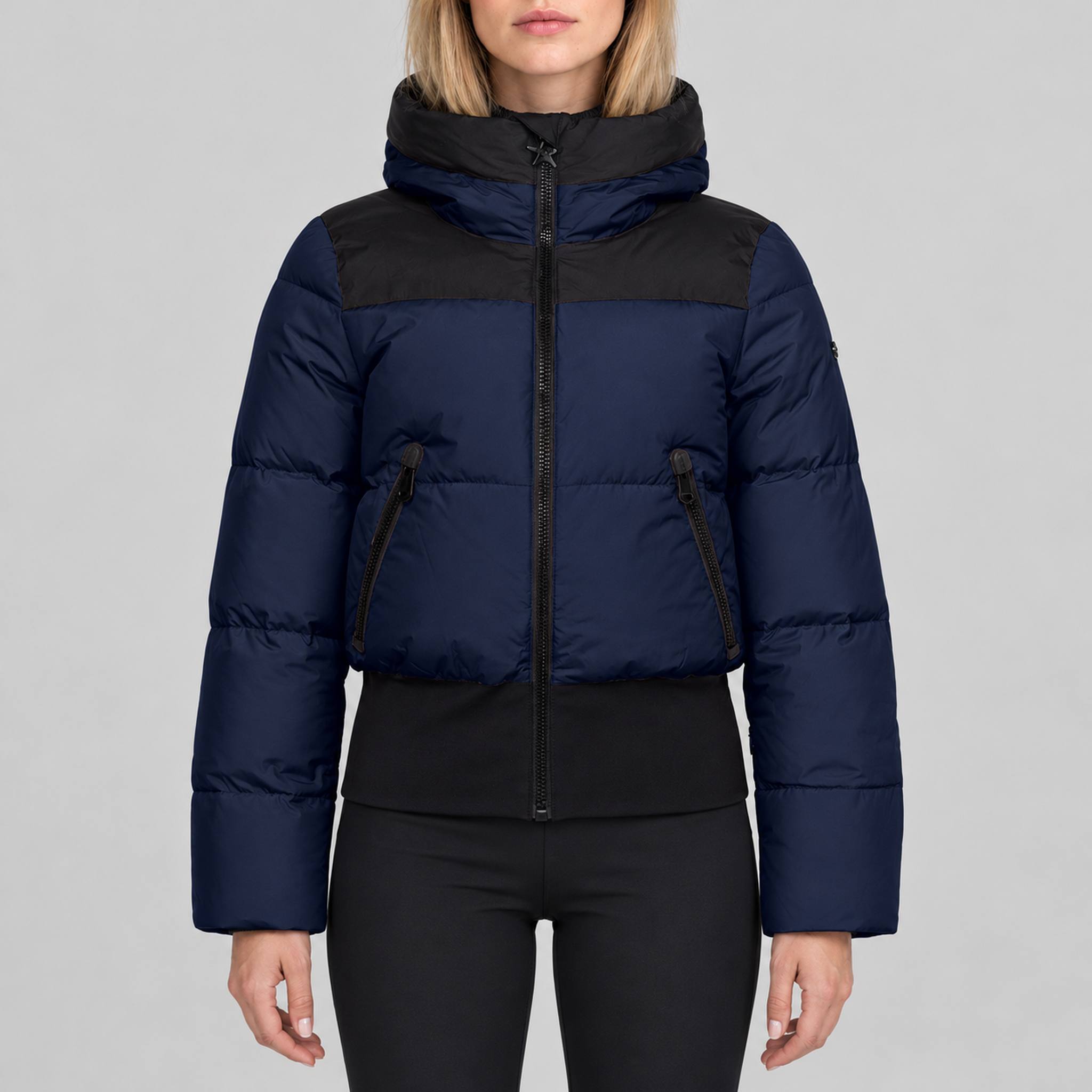 Goldbergh Village Ski Jacket in French Blue in French Blue — model front. AI-generated from manufacturer reference photographs.
