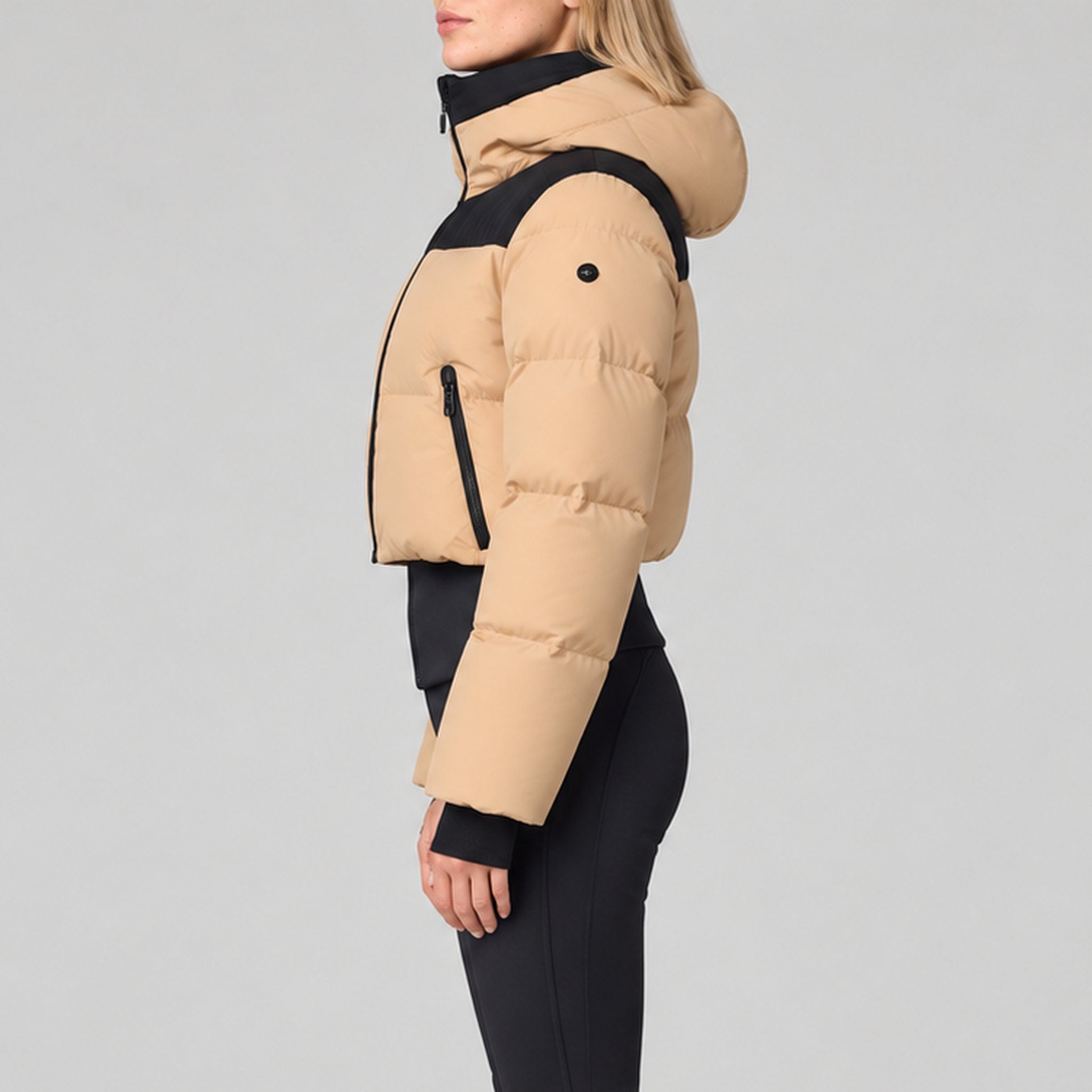 Goldbergh Village Ski Jacket in Lark in Lark — model side. AI-generated from manufacturer reference photographs.