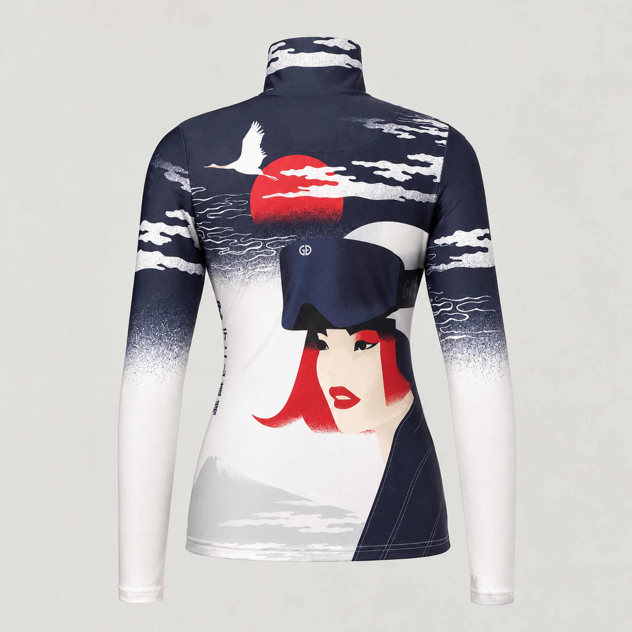 Goldbergh Yuki Pully in Denim Dojo Mads Berg — back. AI-generated from manufacturer reference photographs.