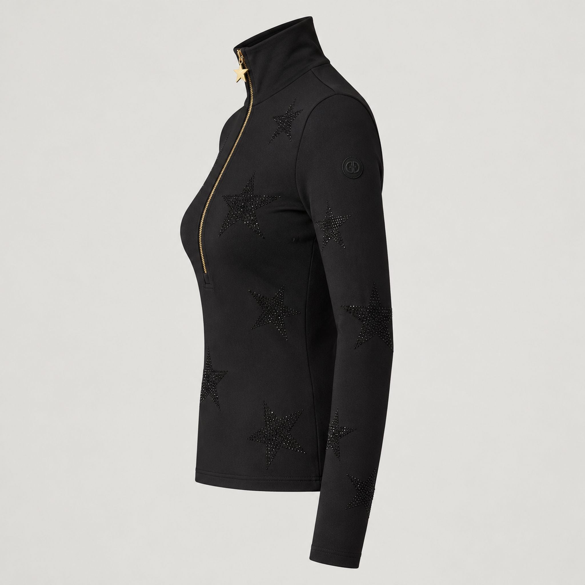 Goldbergh women's Yura Pully in Black – side. AI-generated from manufacturer reference images.