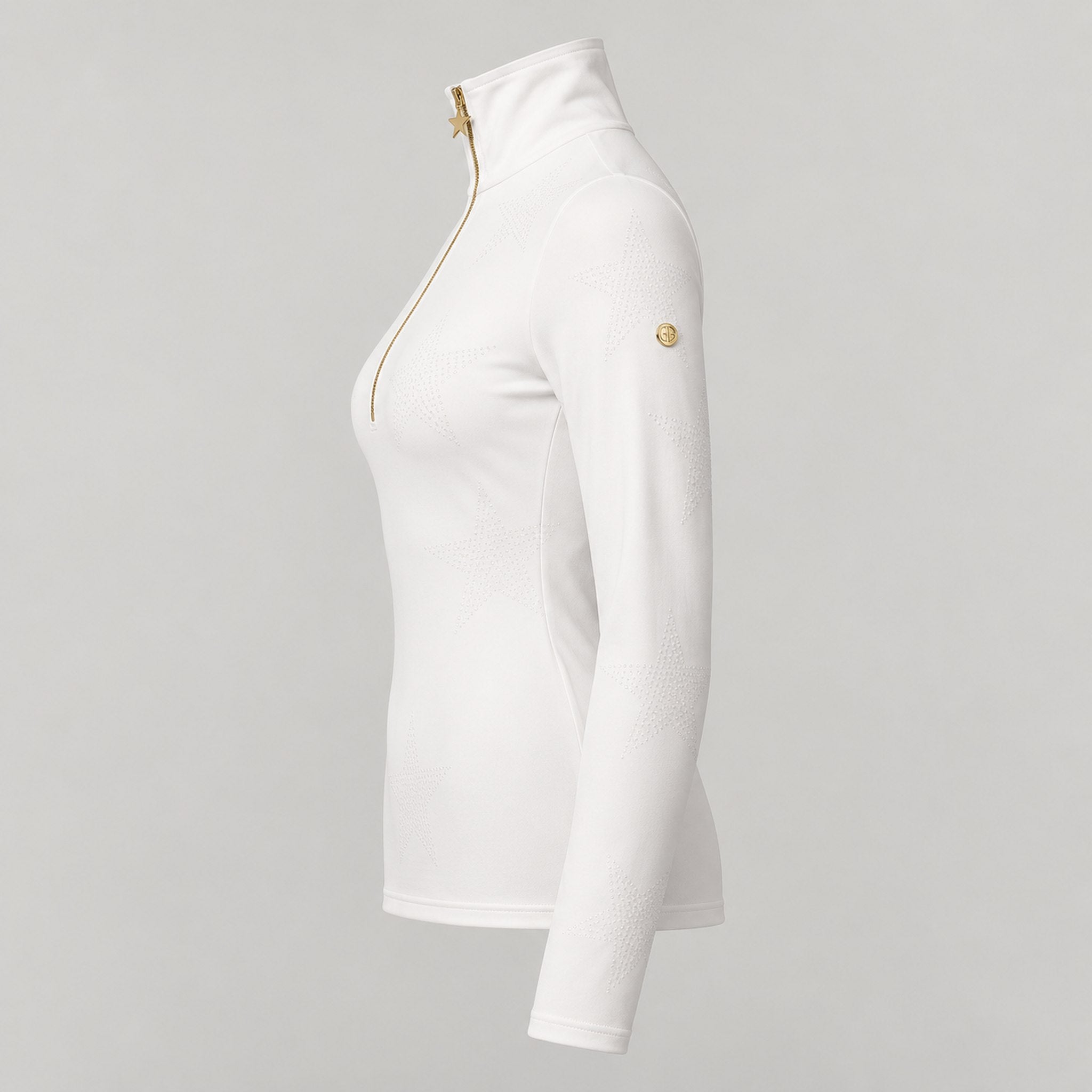 Goldbergh women's Yura Pully in Snow White – side. AI-generated from manufacturer reference images.