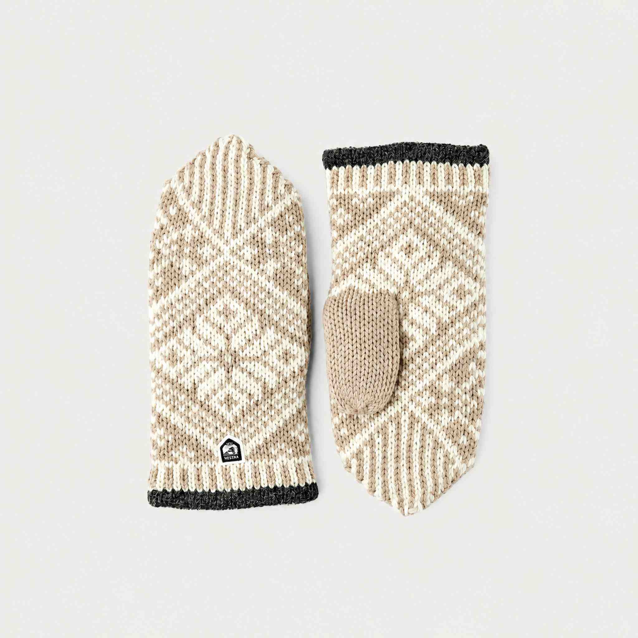 Hestra unisex Nordic Wool Mitt (Natural) - product front and palm views. AI-generated from manufacturer imagery.