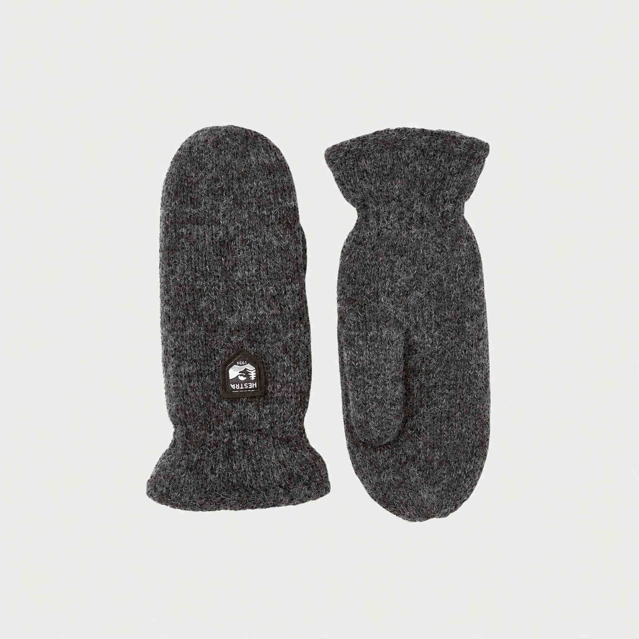 Hestra unisex Wool Mitt in Charcoal (Charcoal) - product front and palm views. AI-generated from manufacturer imagery.