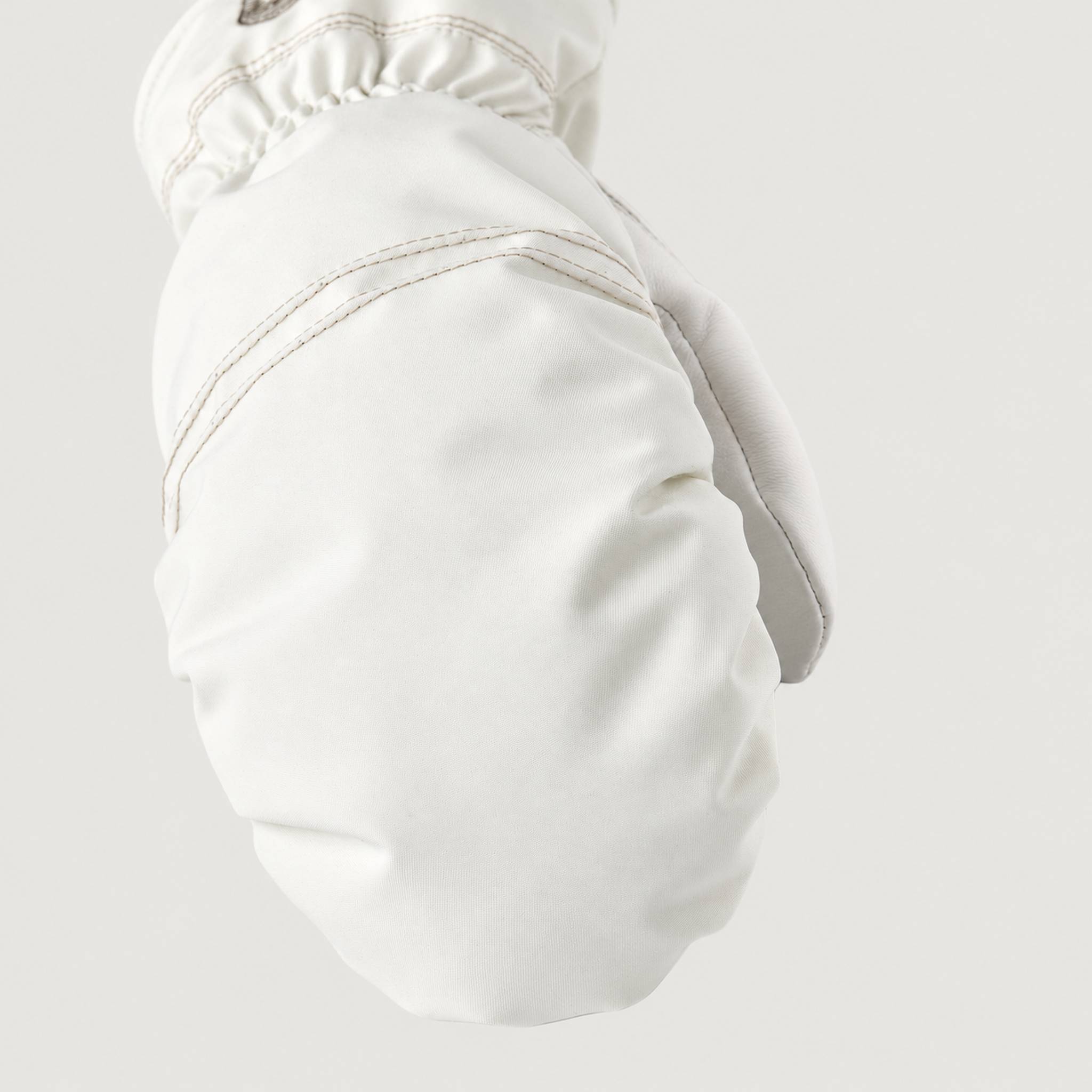 Hestra womens Primaloft Leather Mitt in Ivory (Ivory) - product detail view 3. AI-generated from manufacturer imagery.