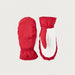 Hestra womens Primaloft Leather Mitt in Red (Red) - product front and palm views. AI-generated from manufacturer imagery.