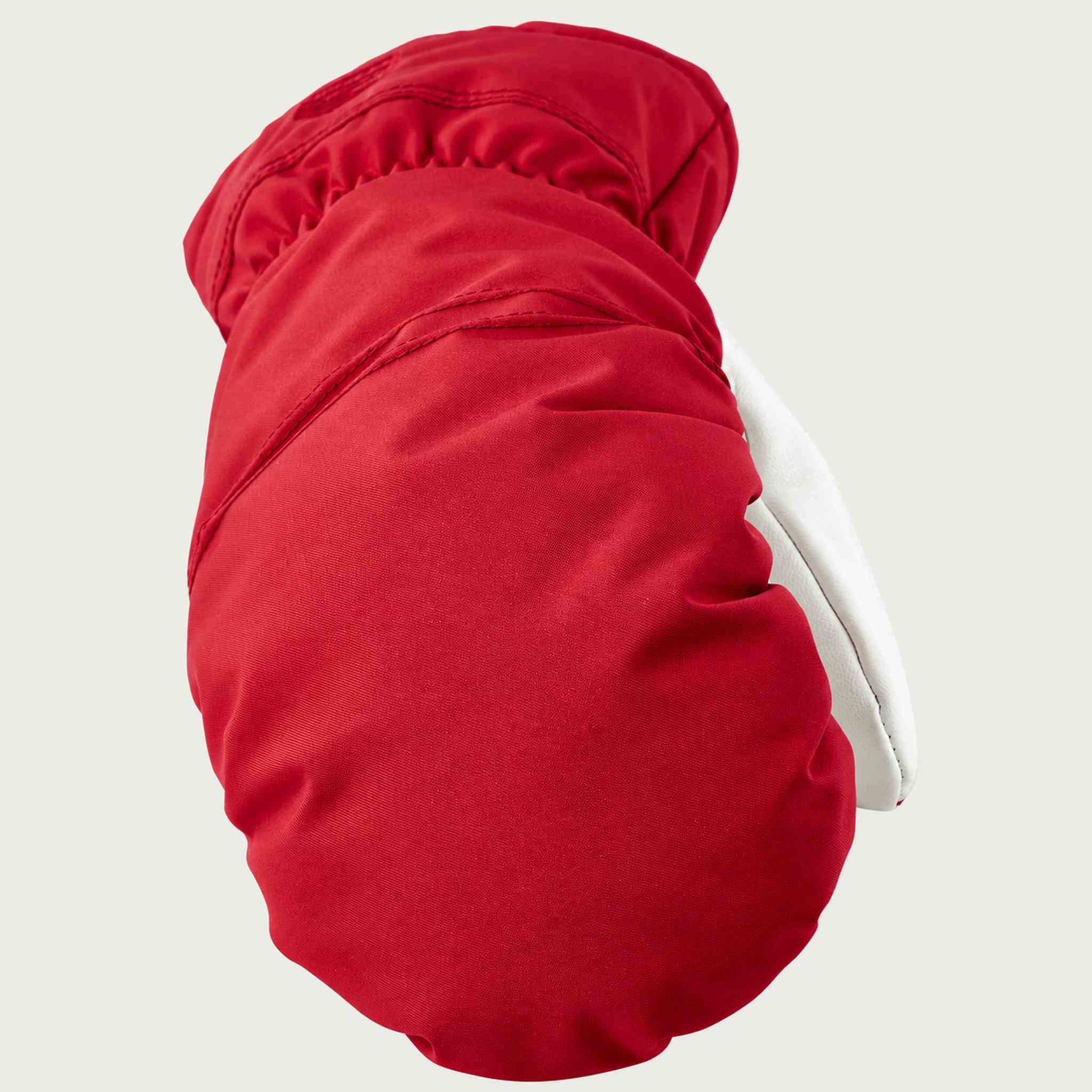 Hestra womens Primaloft Leather Mitt in Red (Red) - product detail view 3. AI-generated from manufacturer imagery.