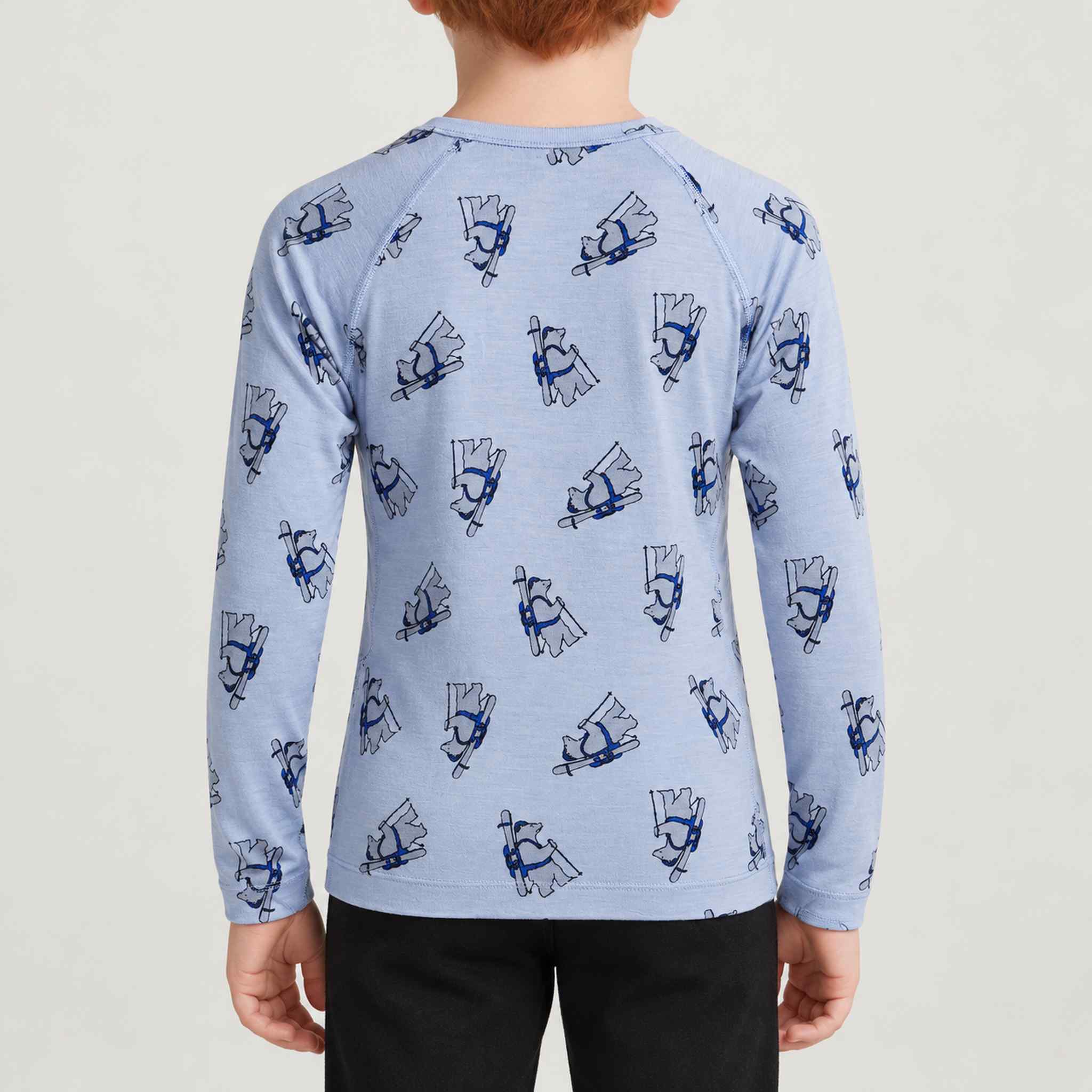 Icebreaker Kids Merino 200gm Oasis Crewe in Bear Print – model back