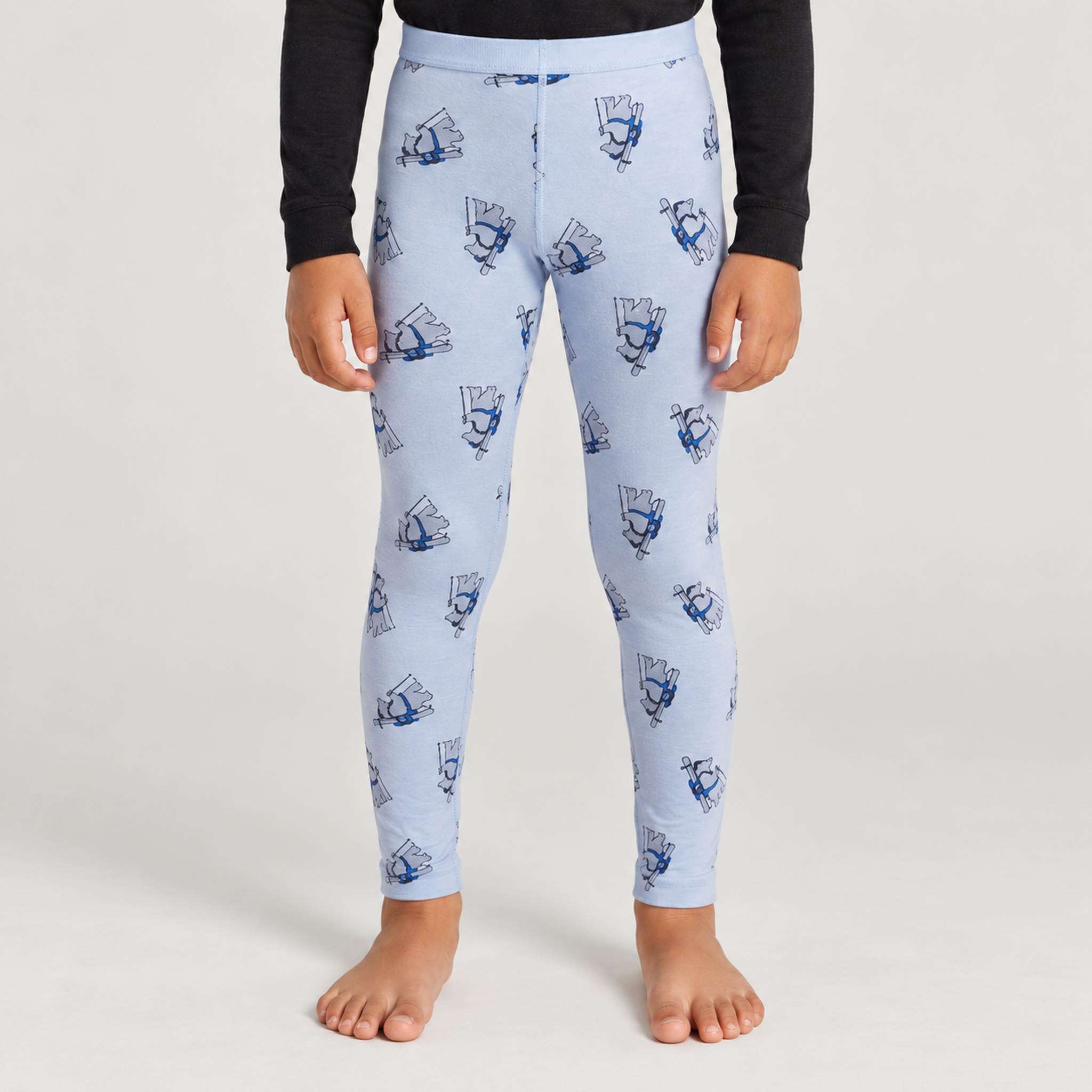 Icebreaker Kids Merino 200gm Oasis Leggings in Bear Print – model front