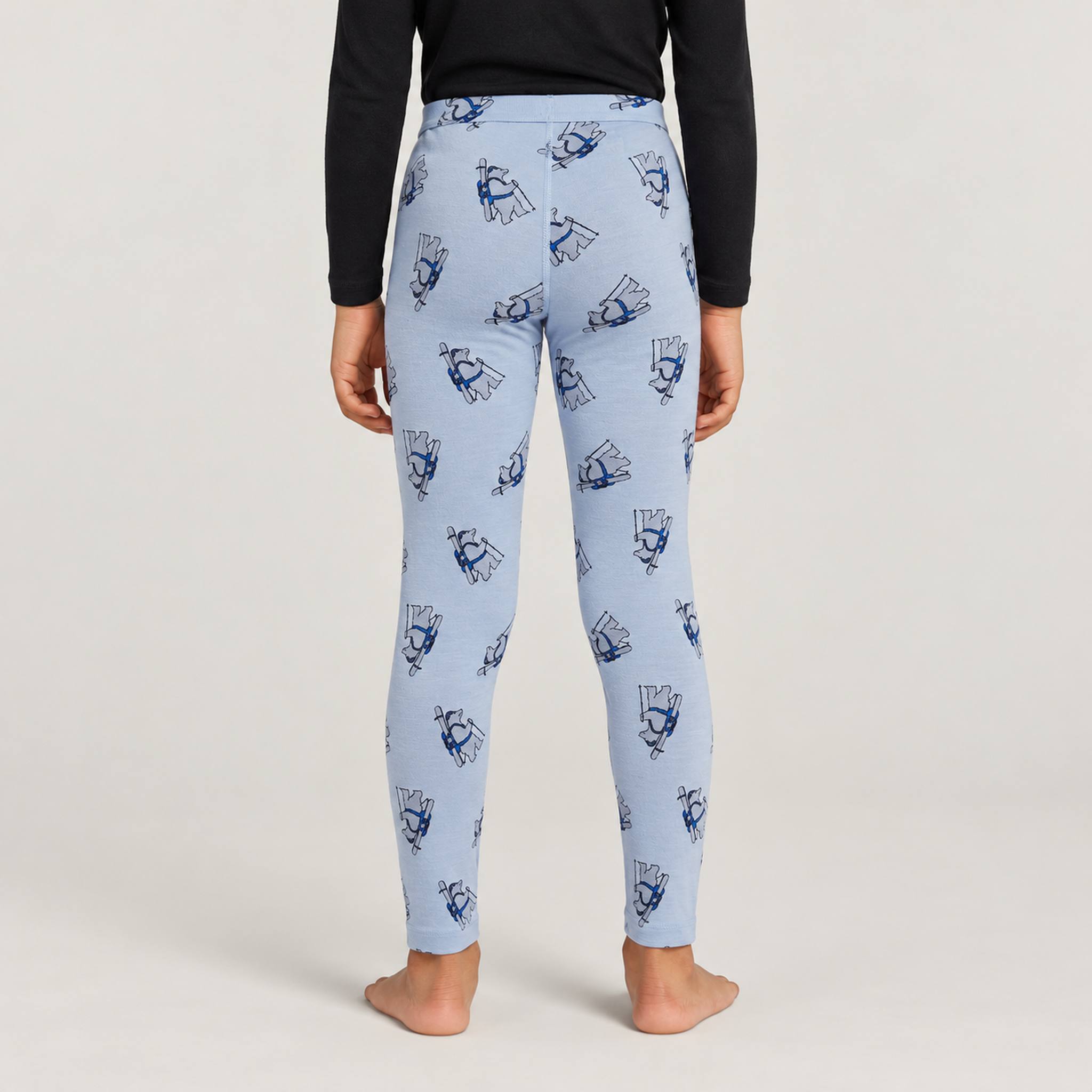 Icebreaker Kids Merino 200gm Oasis Leggings in Bear Print – model back