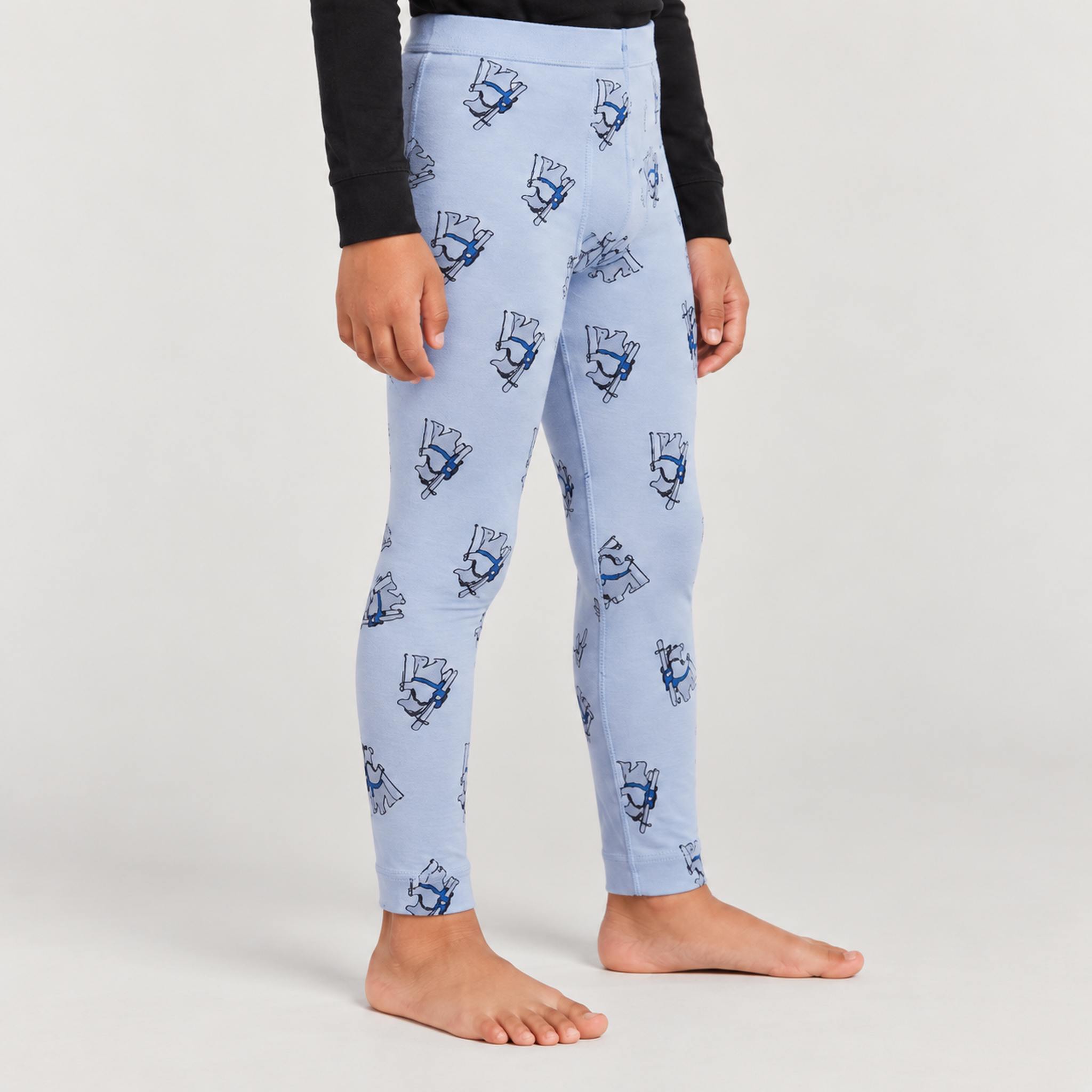 Icebreaker Kids Merino 200gm Oasis Leggings in Bear Print – model side