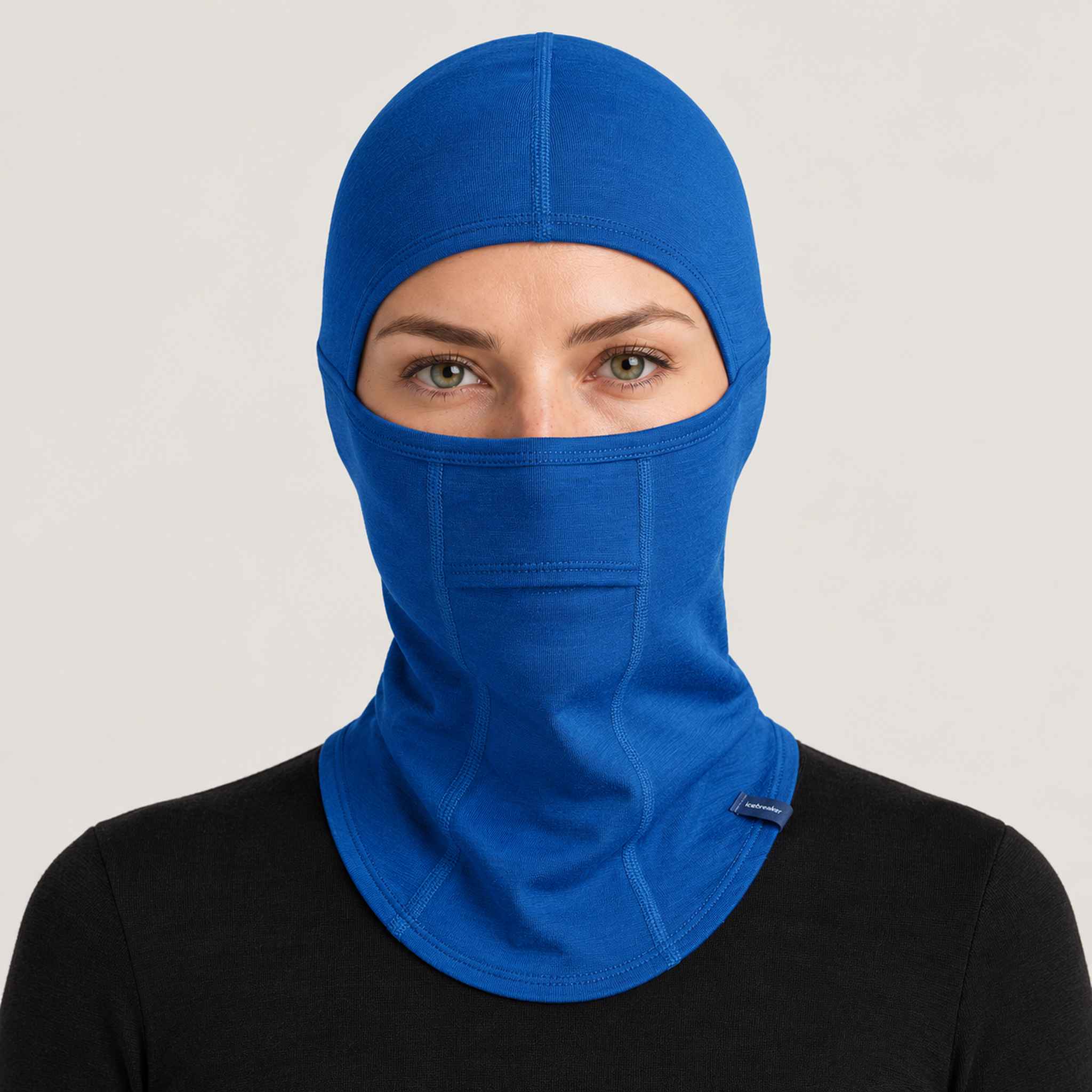 Icebreaker Oasis Balaclava in Lazurite Blue – female front