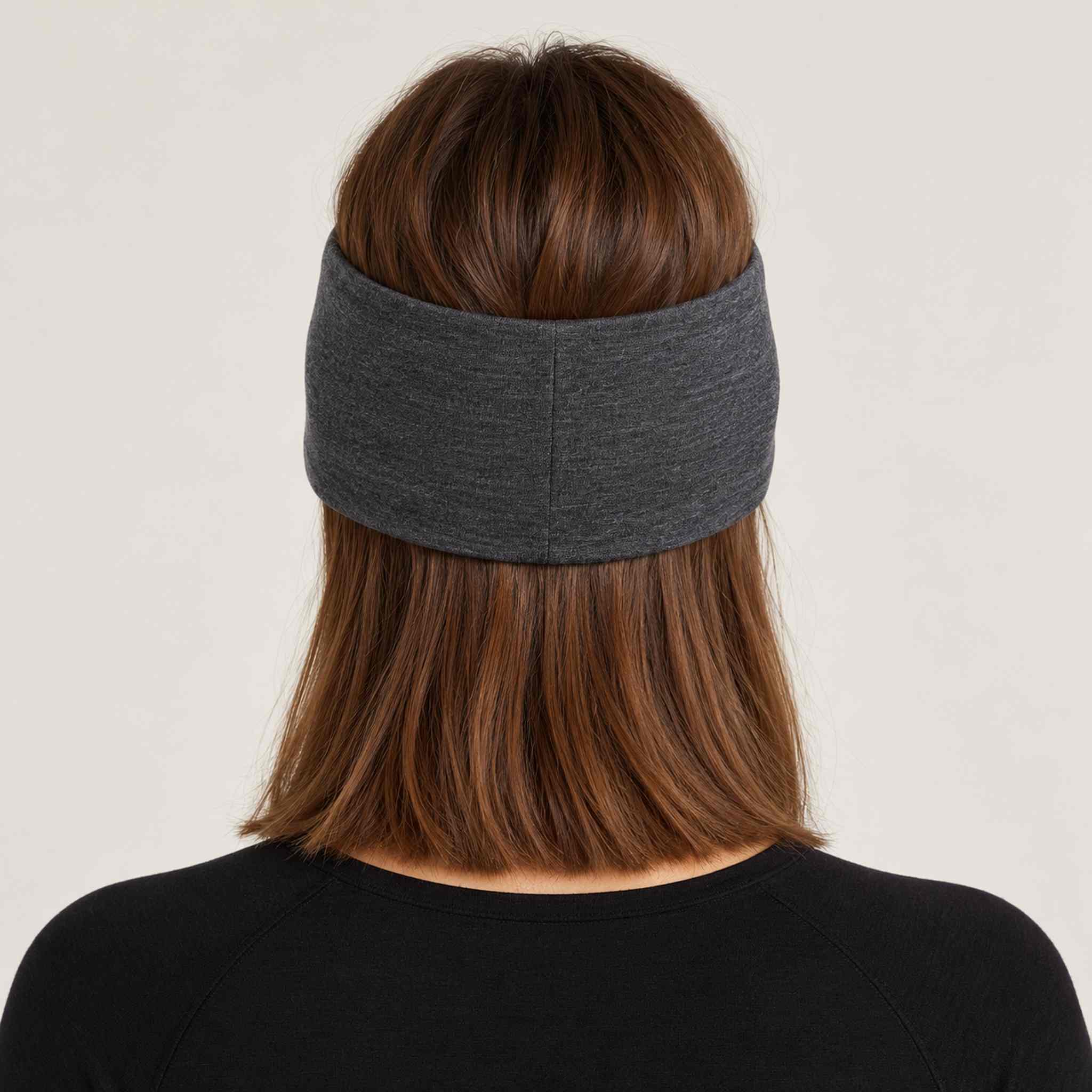 Icebreaker Oasis Headband in Jet Heather – female back