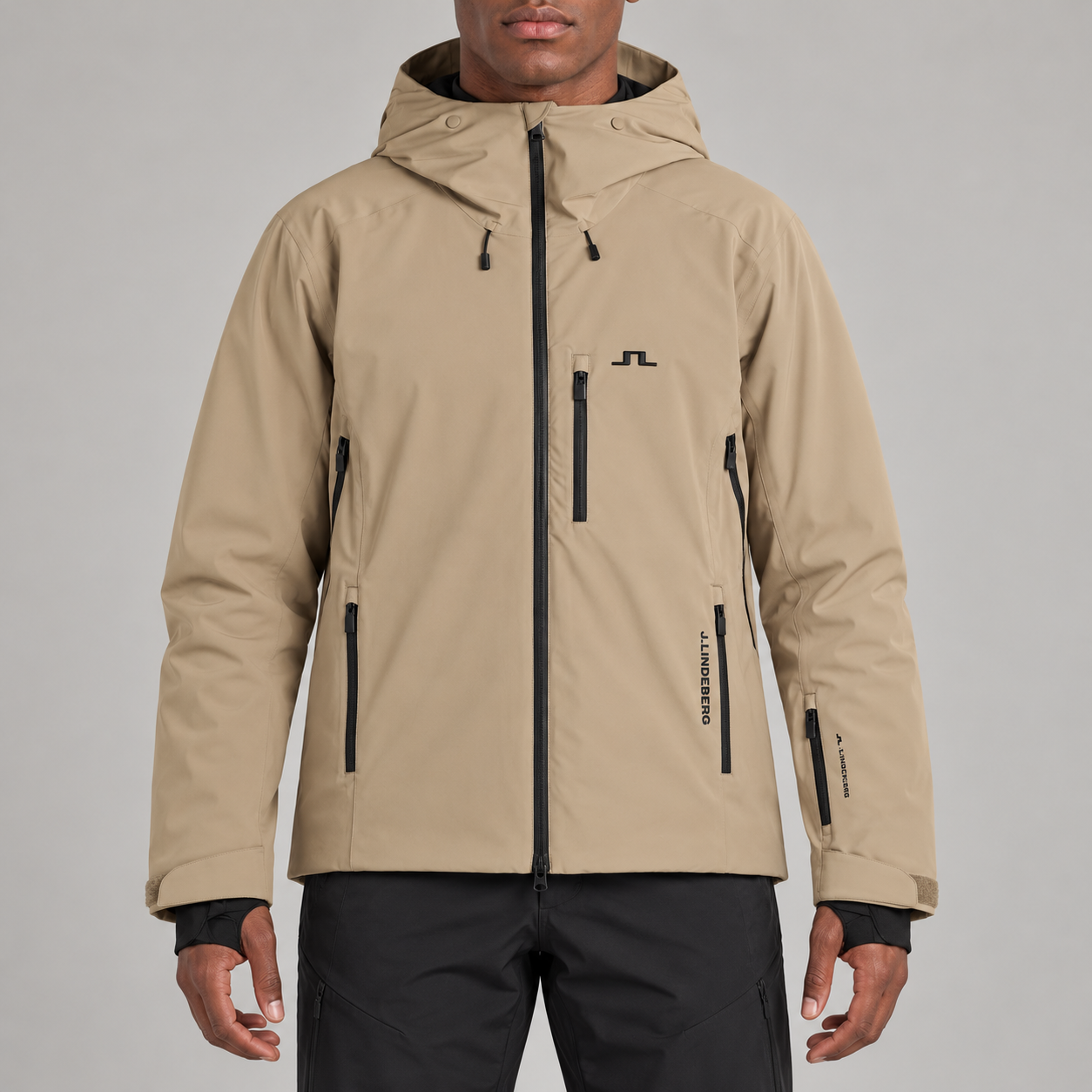 J Lindeberg Carrington Ski Jacket in Brindle, model front