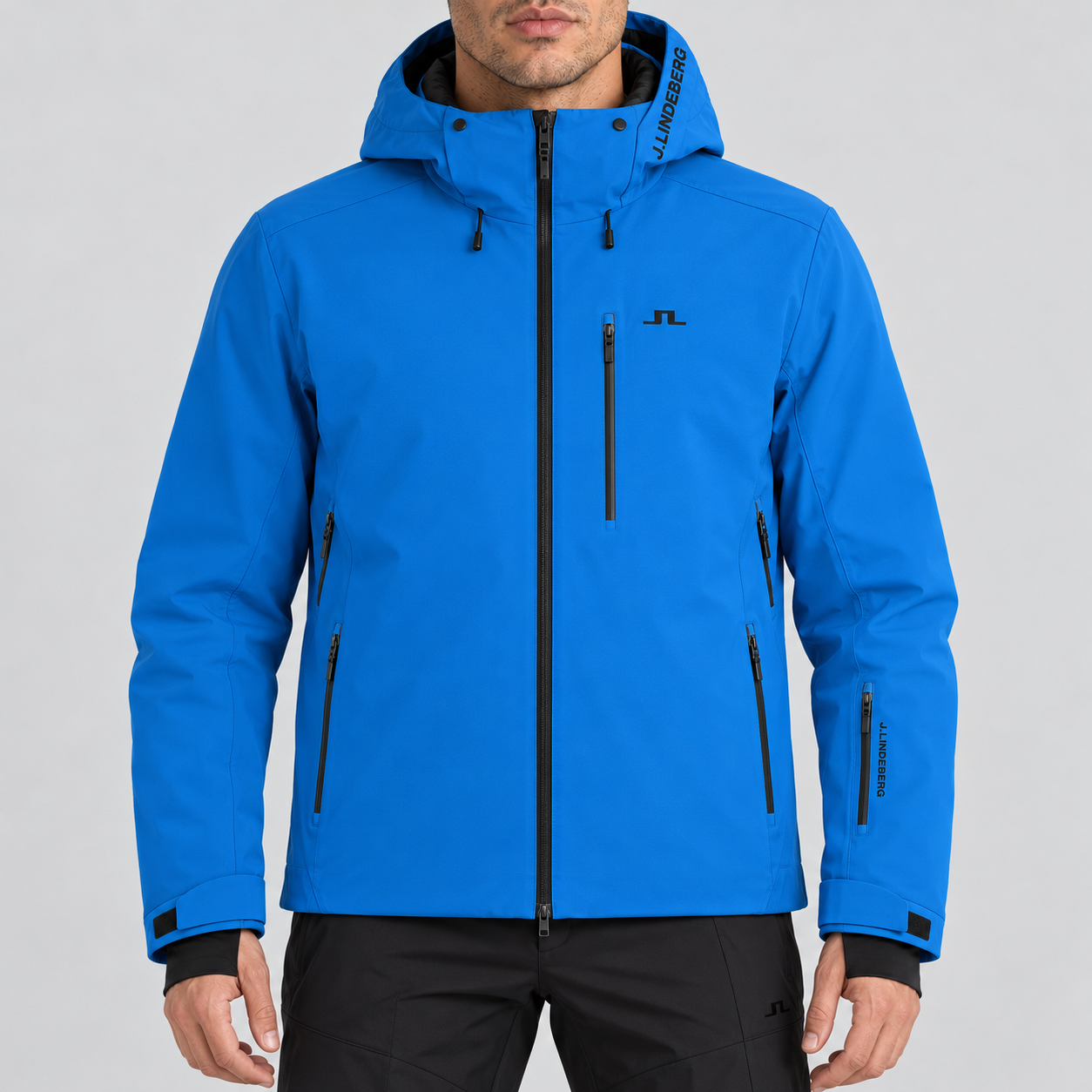 J Lindeberg Carrington Ski Jacket in Sonic Blue, model front