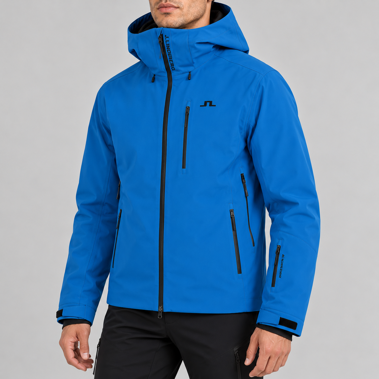 J Lindeberg Carrington Ski Jacket in Sonic Blue, model side