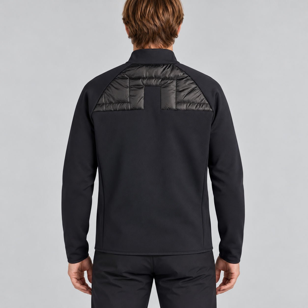 J Lindeberg Heyden Quilt Hybrid Jacket in Black, model back
