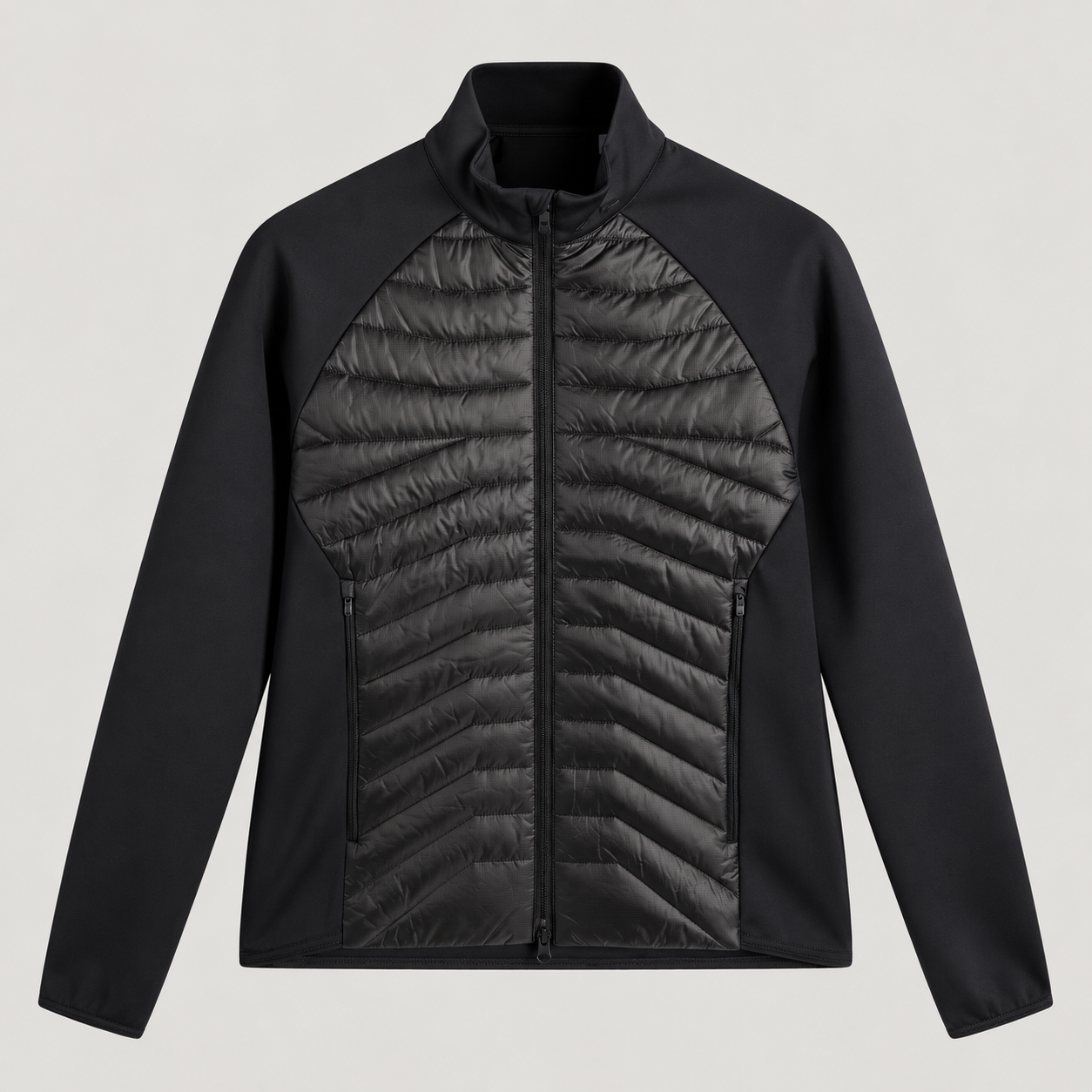 J Lindeberg Heyden Quilt Hybrid Jacket in Black, product front