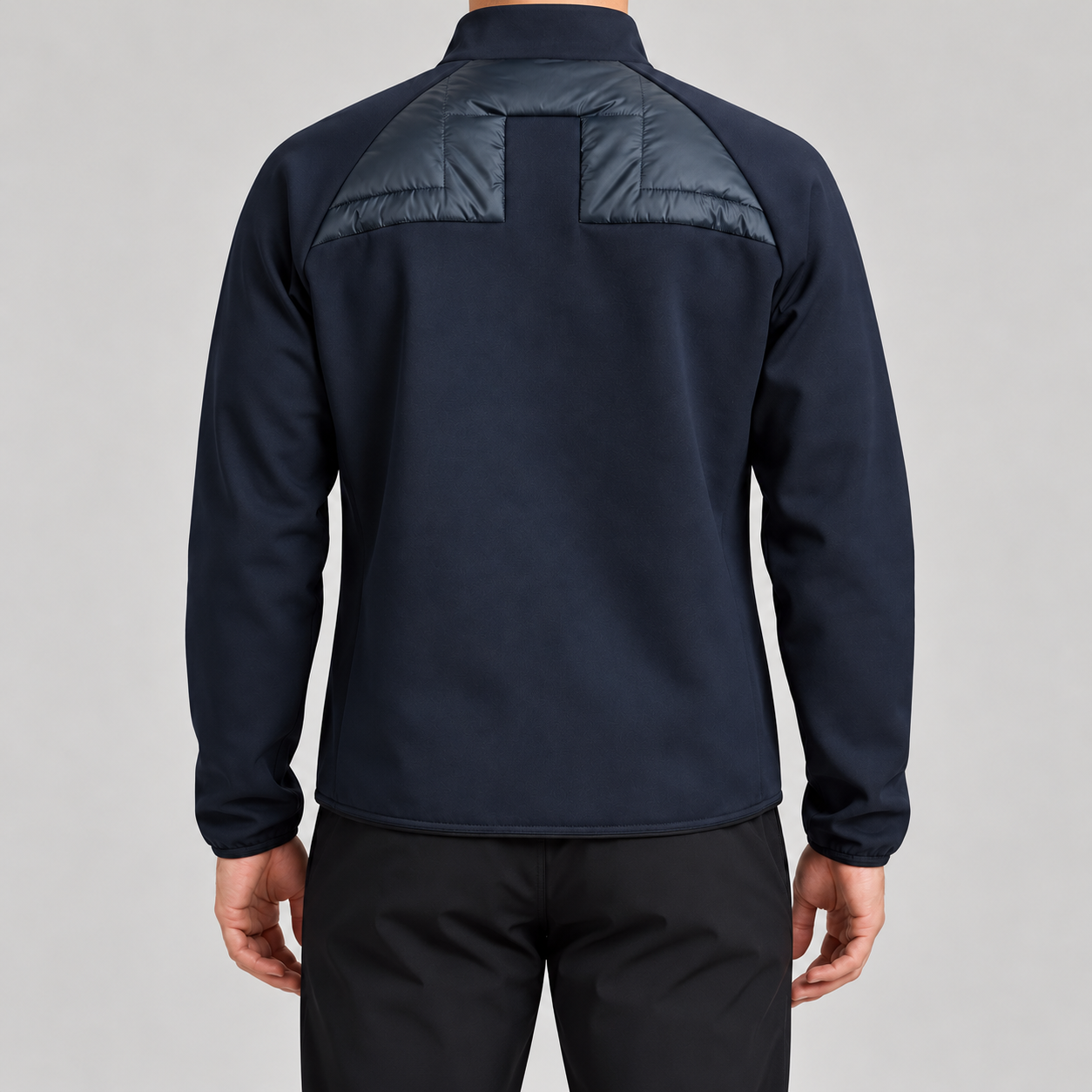 J Lindeberg Heyden Quilt Hybrid Jacket in Navy, model back
