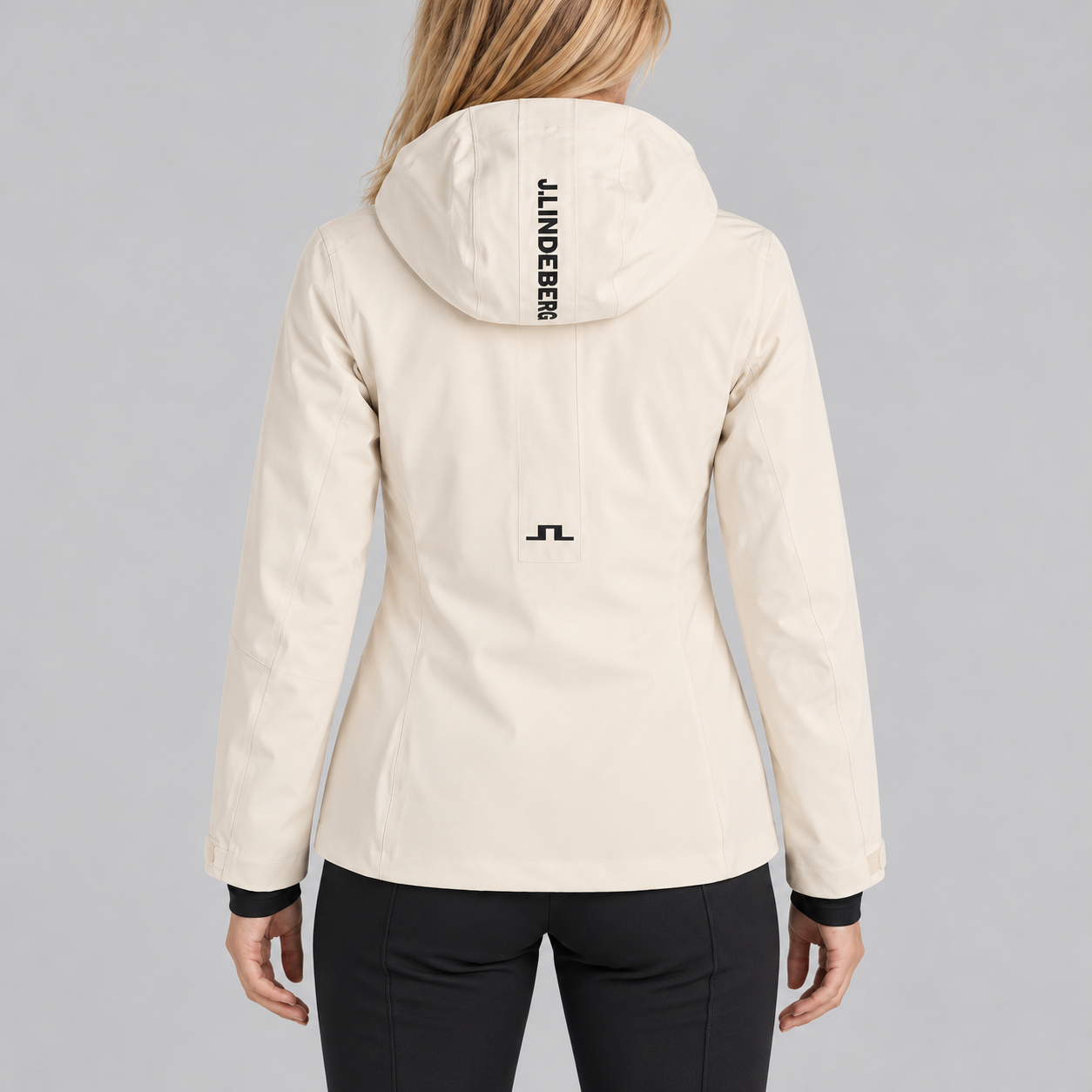 J Lindeberg Lilia Ski Jacket in Moonbeam, model back