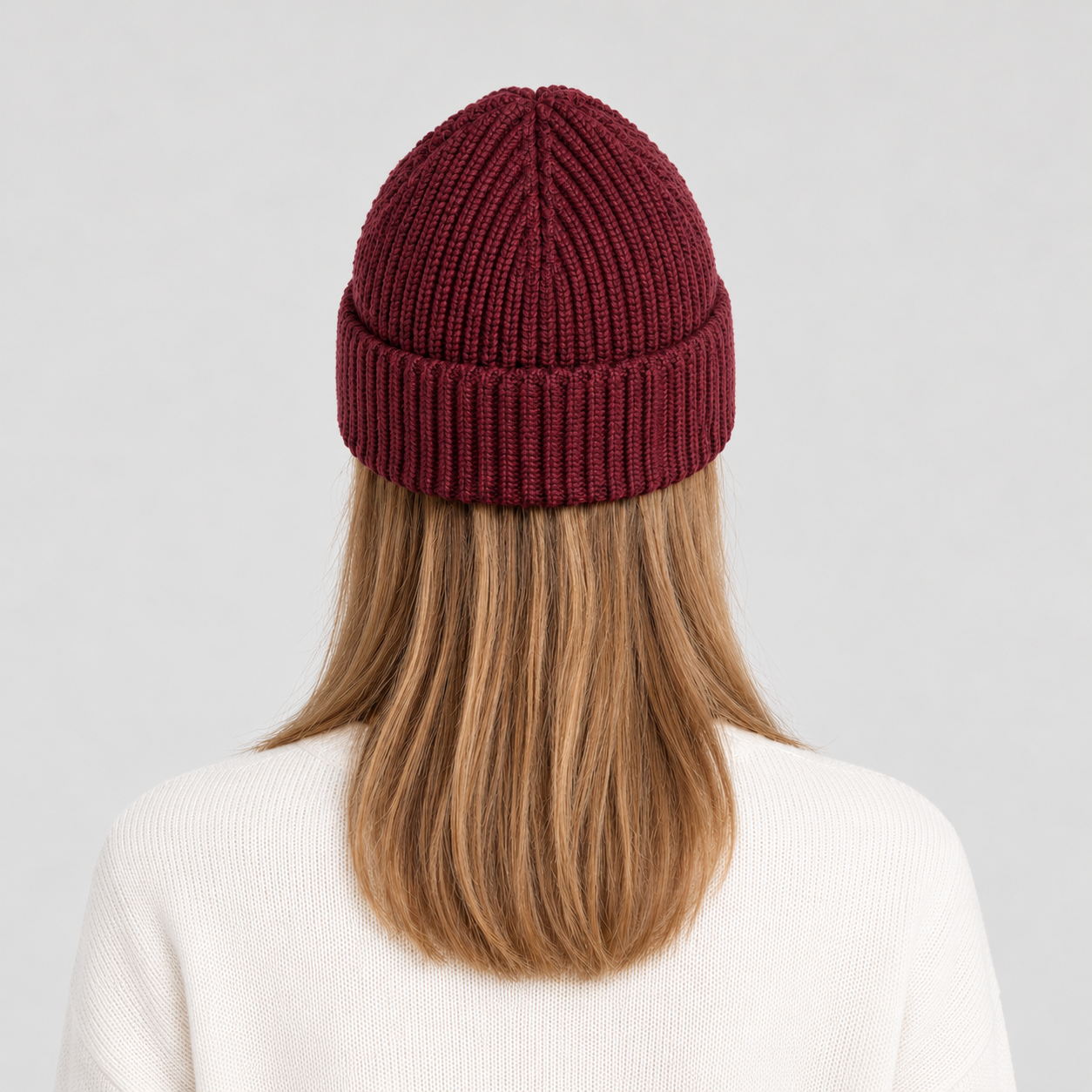 J Lindeberg Merino Beanie in Winetasting, female back