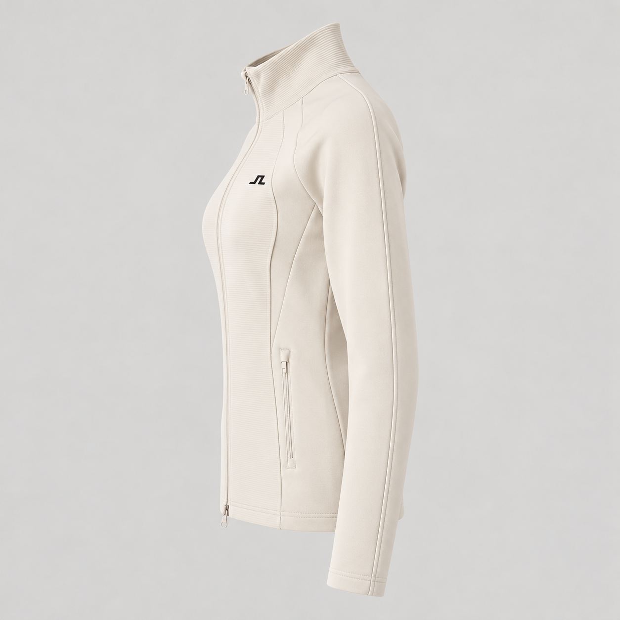 J Lindeberg Mireya Full Zip Mid Layer in Moonbeam, product side