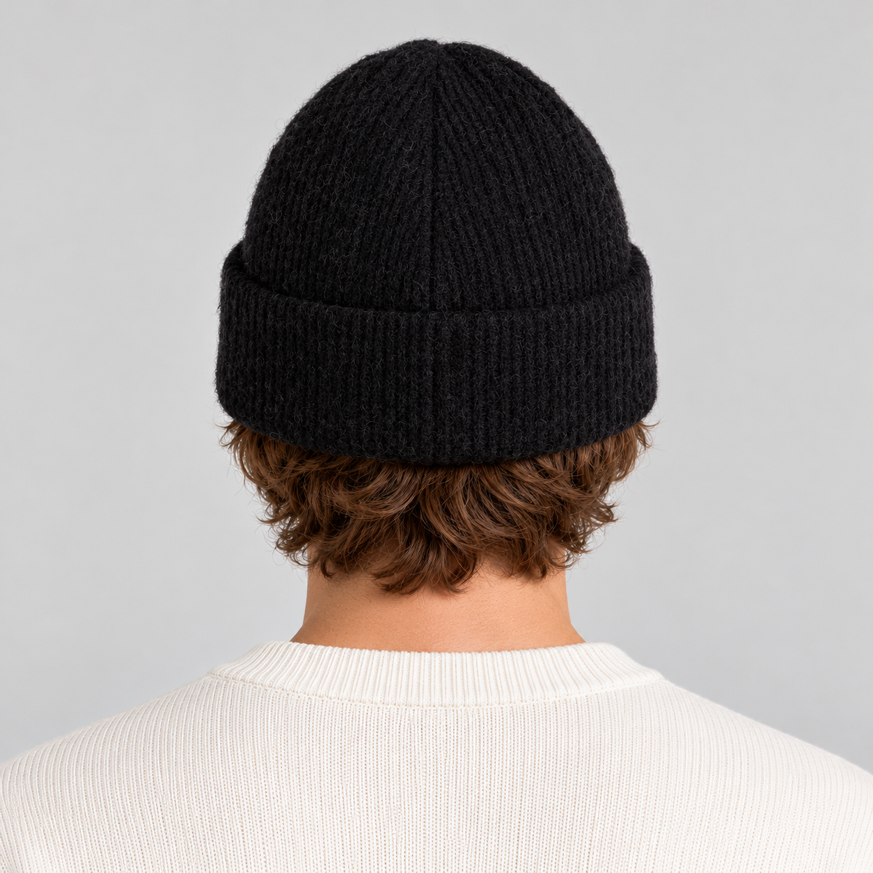 J Lindeberg Monta Beanie in Black, male model, back view