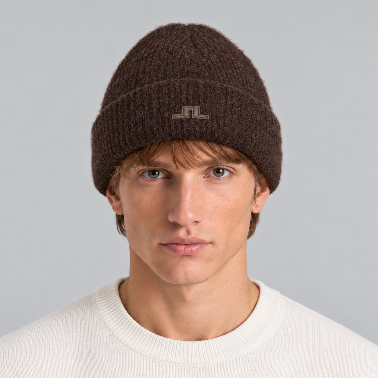 J Lindeberg Monta Beanie in Seal Brown, male front
