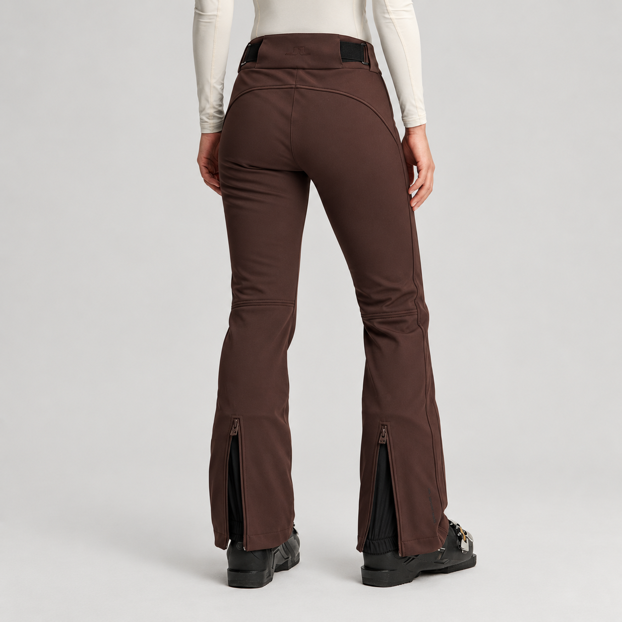 J Lindeberg Stanford Ski Pants in Seal Brown, model back