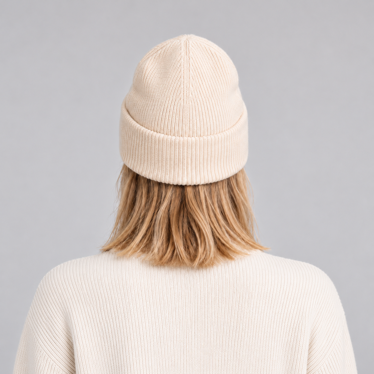 J Lindeberg Vale Beanie in Moonbeam, female back