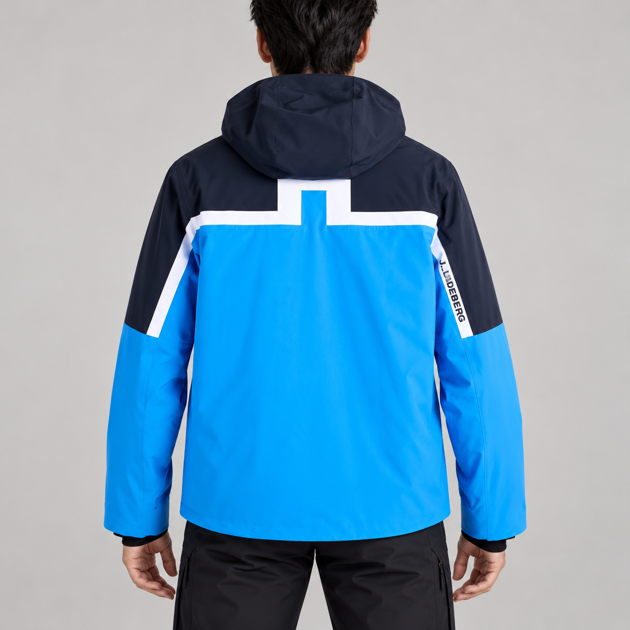 J Lindeberg Windsor Ski Jacket in Sonic Blue, model back