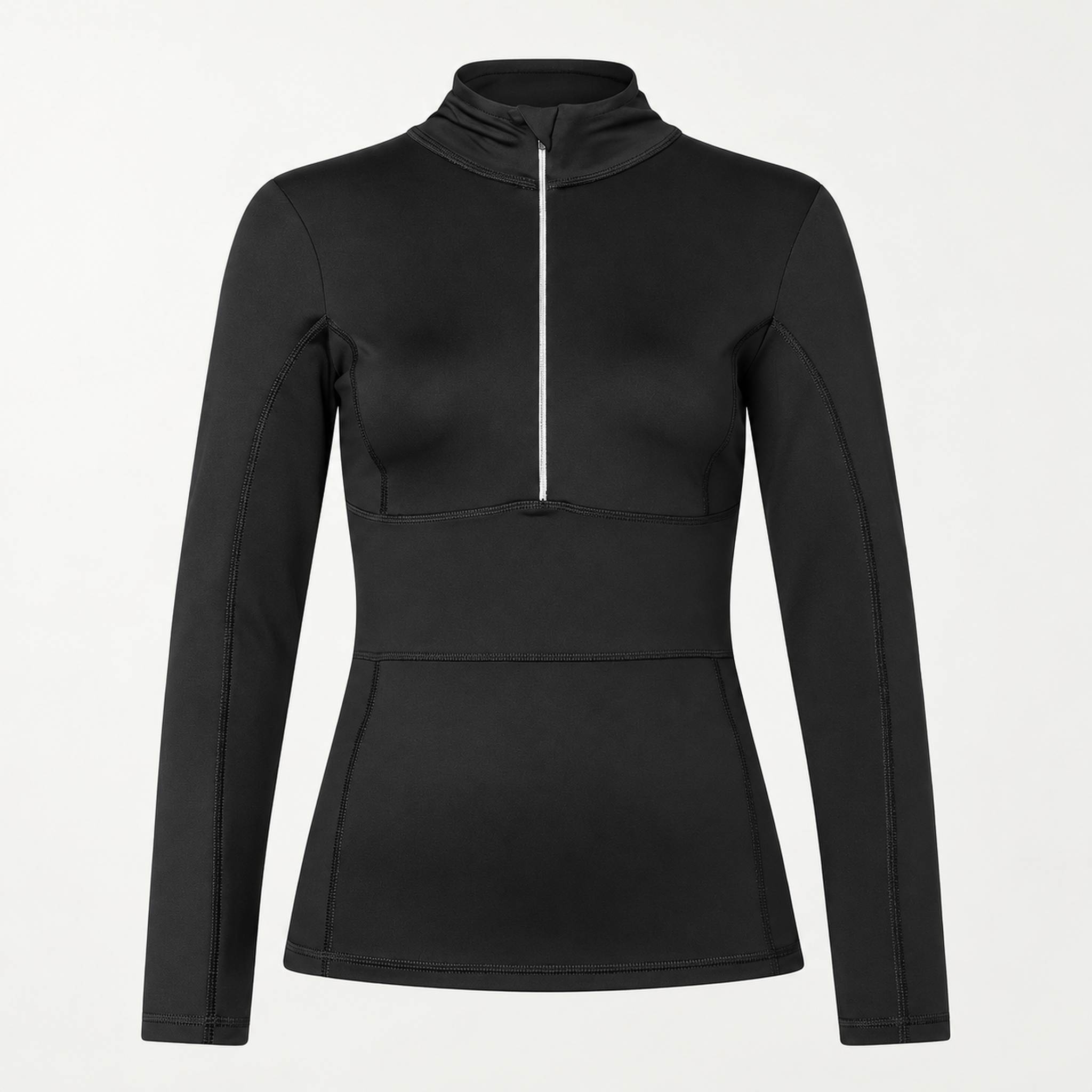 Jetset women's Ginger Half Zip Baselayer in Black — front