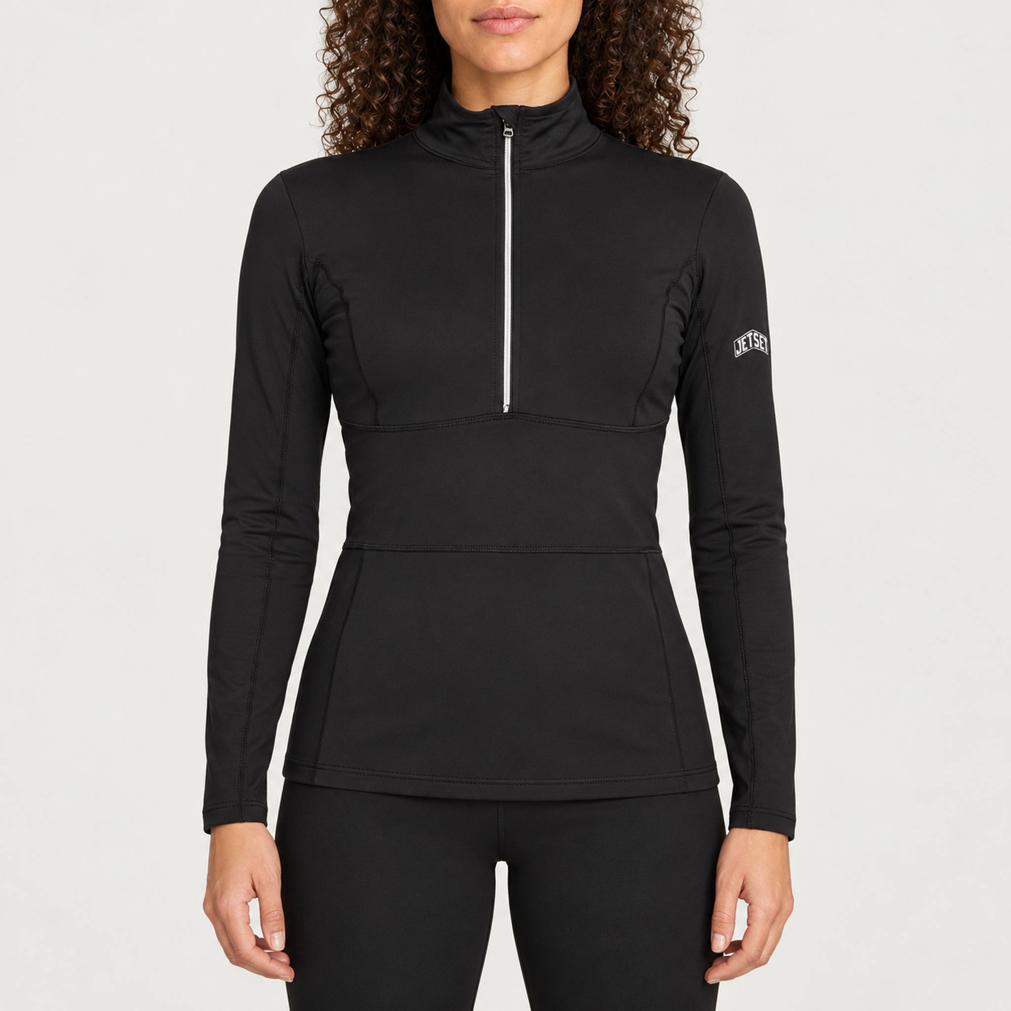 Jetset women's Ginger Half Zip Baselayer in Black — model front