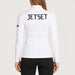 Jetset women's Ginger Half Zip Baselayer in White — model back