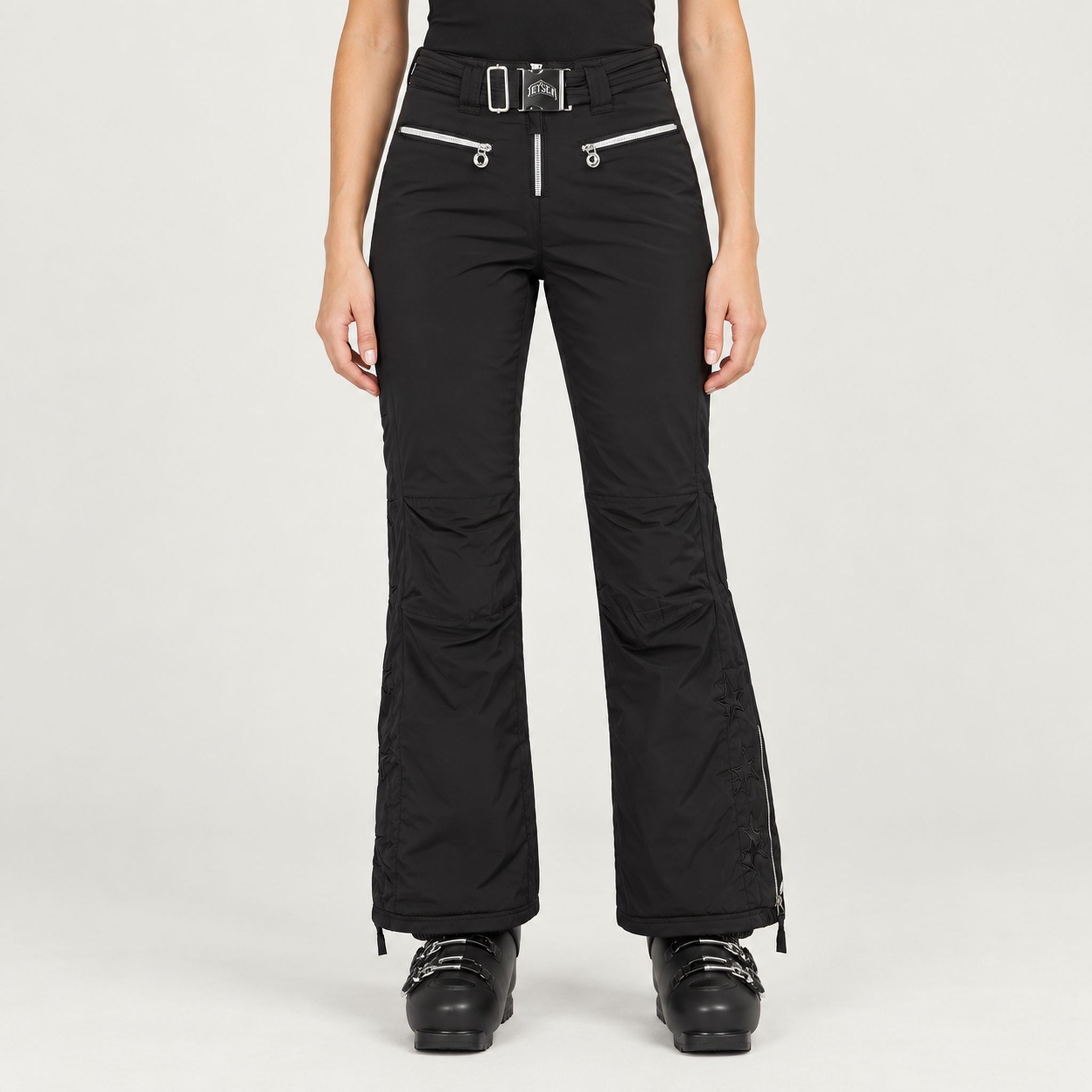 Jetset women's Starred Ski Pants in Black — model front