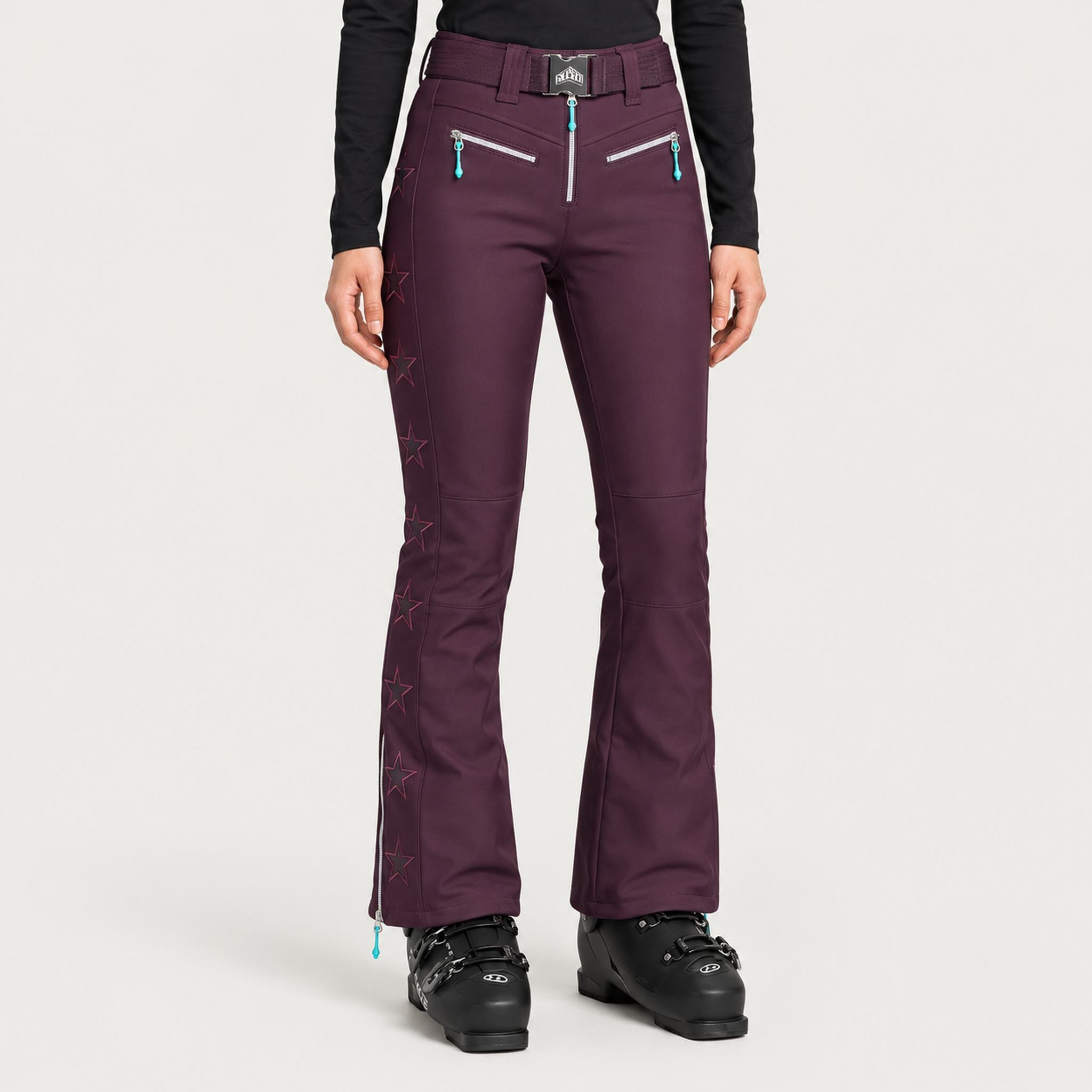 Jetset women's Tiby Ski Pants in Bordeaux Wine — model front