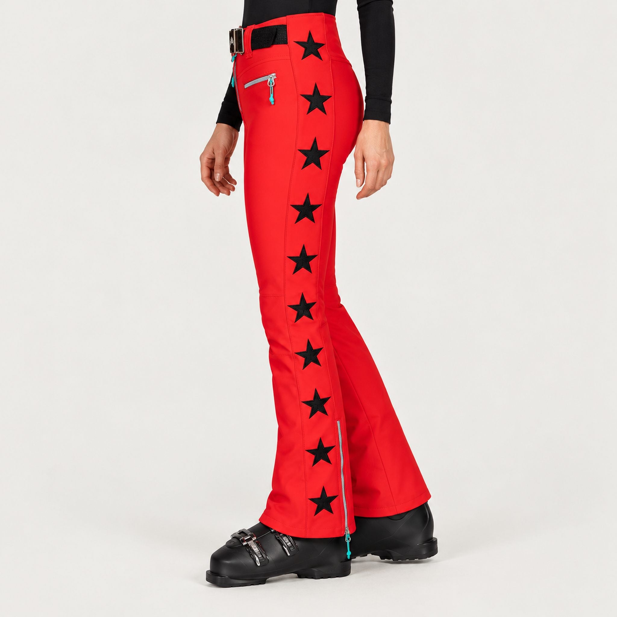 Jetset women's Tiby Ski Pants in Red Grenadine — model side