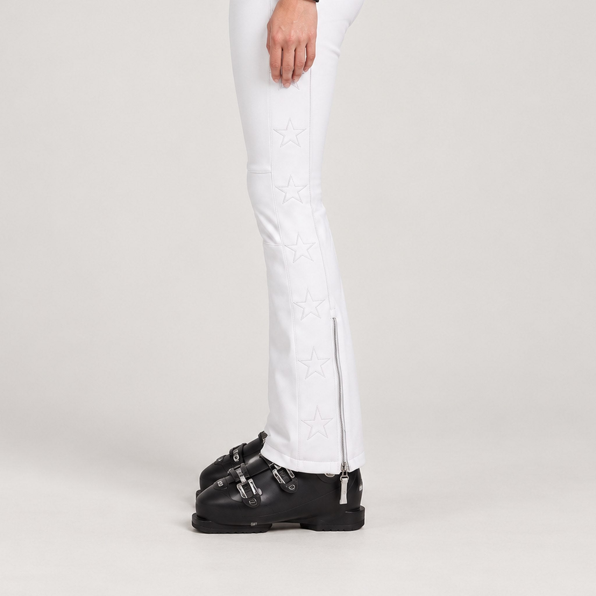 Jetset women's Tiby Ski Pants in White — model side