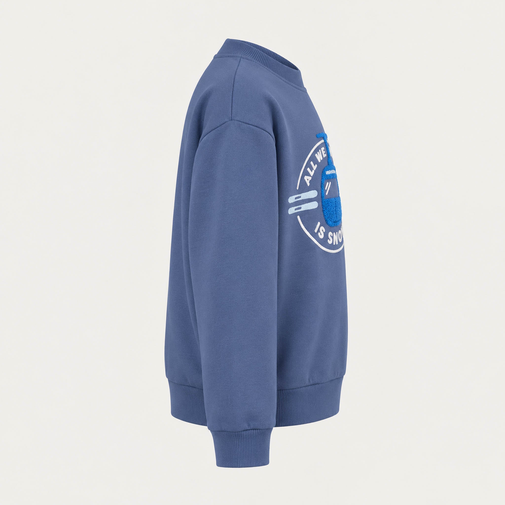 French Disorder kids All We Want Sweater in Coastal Fjord - product side | London Ski Co