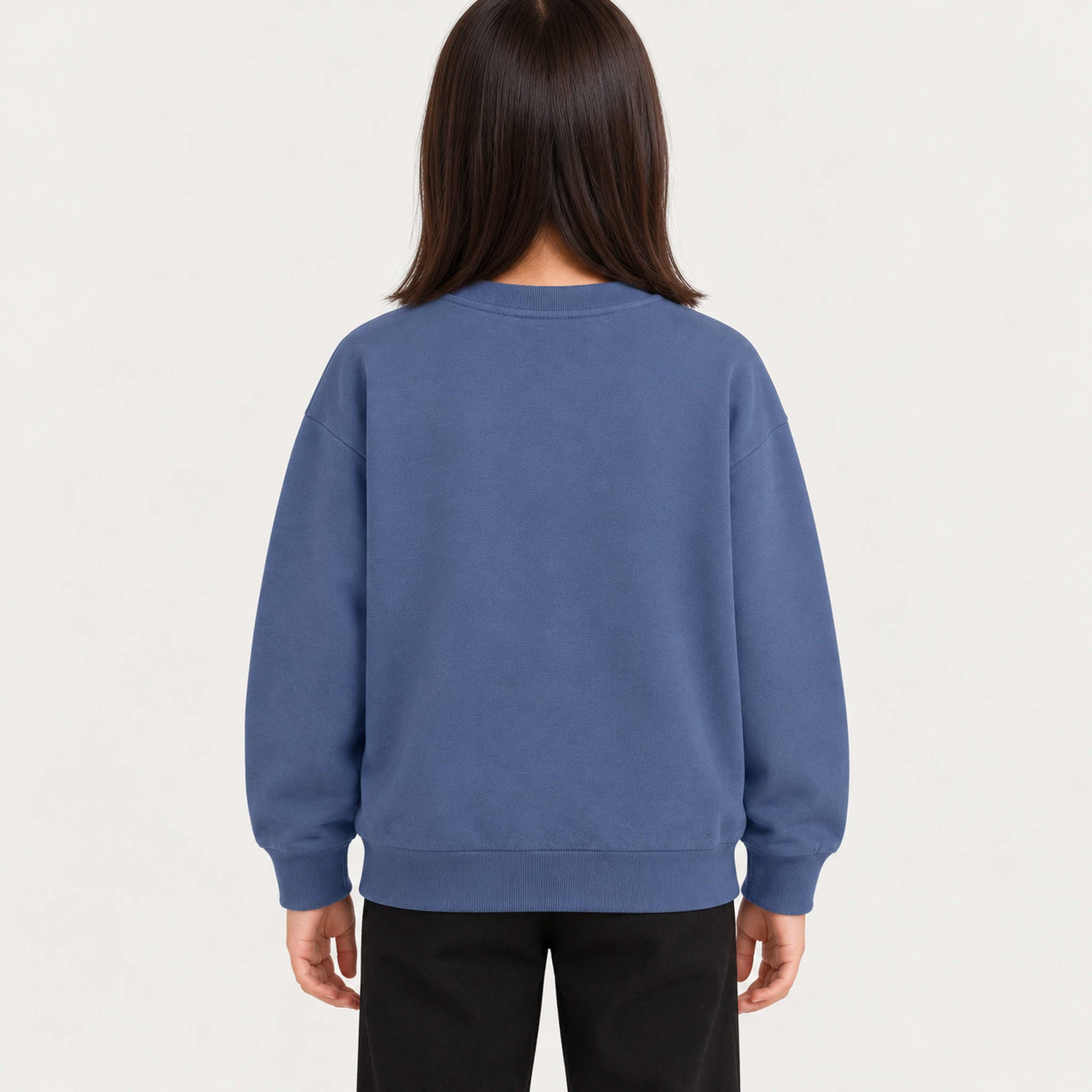 French Disorder kids All We Want Sweater in Coastal Fjord - model back | London Ski Co