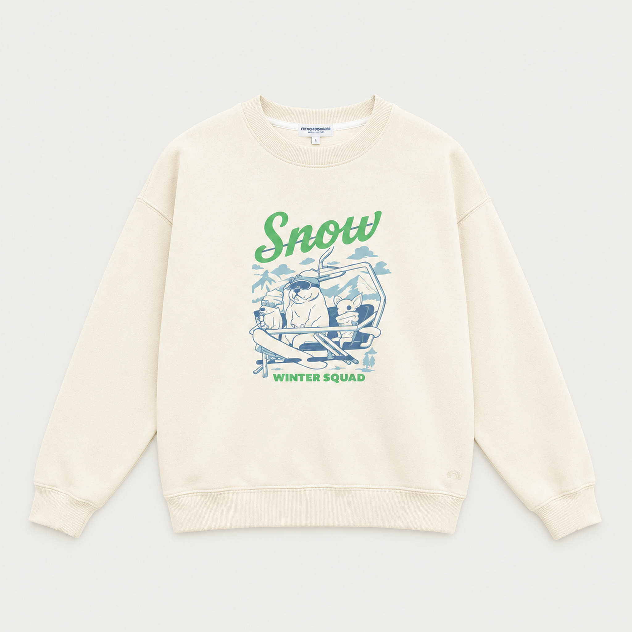 French Disorder kids Winter Squad Sweater in Coconut - product front | London Ski Co