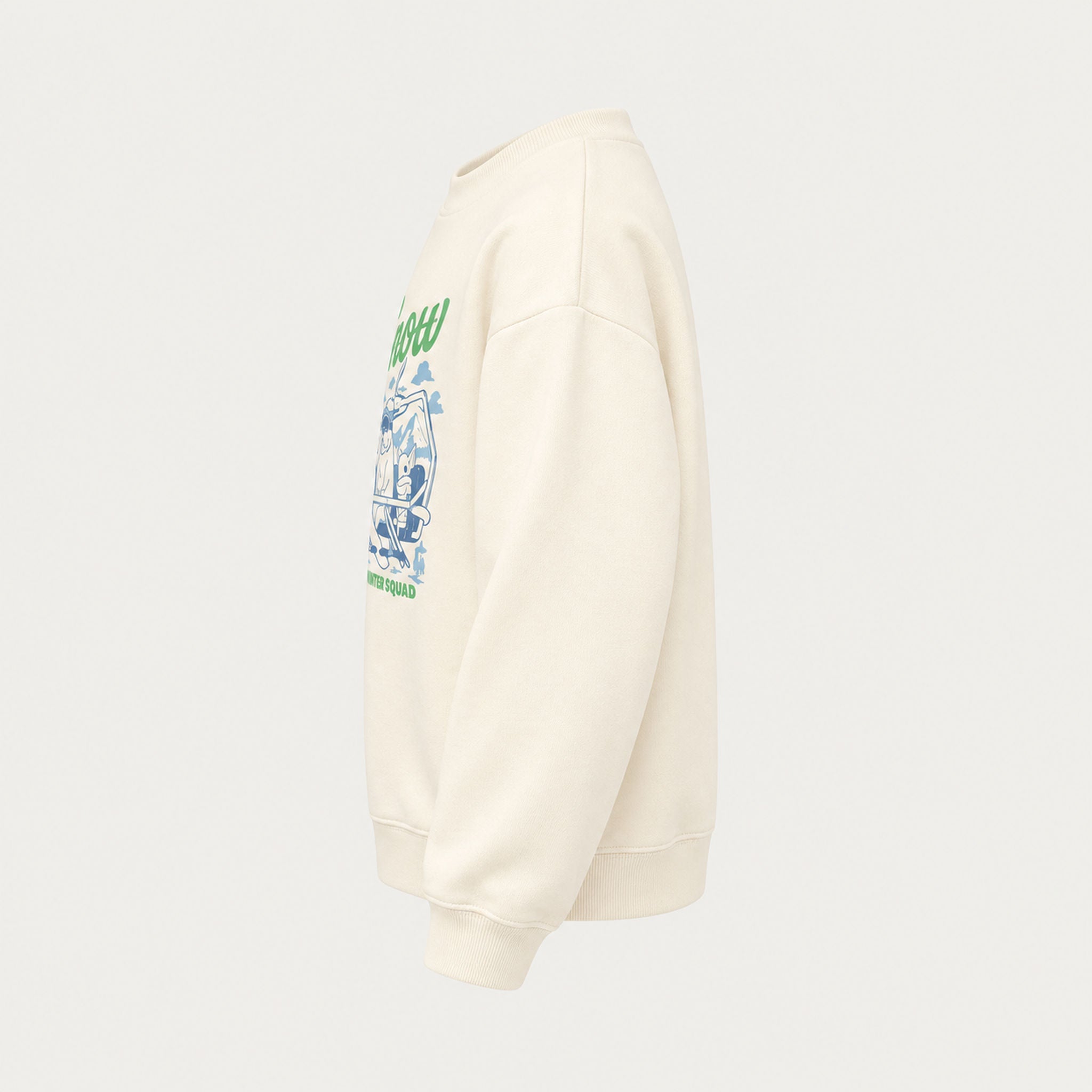 French Disorder kids Winter Squad Sweater in Coconut - product side | London Ski Co