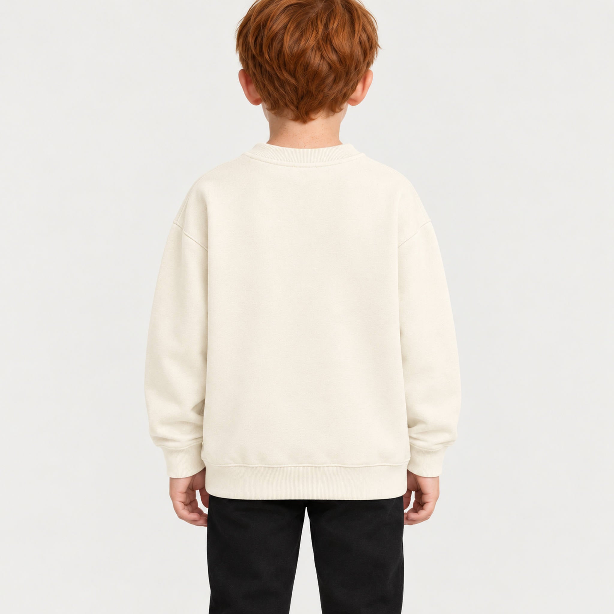 French Disorder kids Winter Squad Sweater in Coconut - model back | London Ski Co