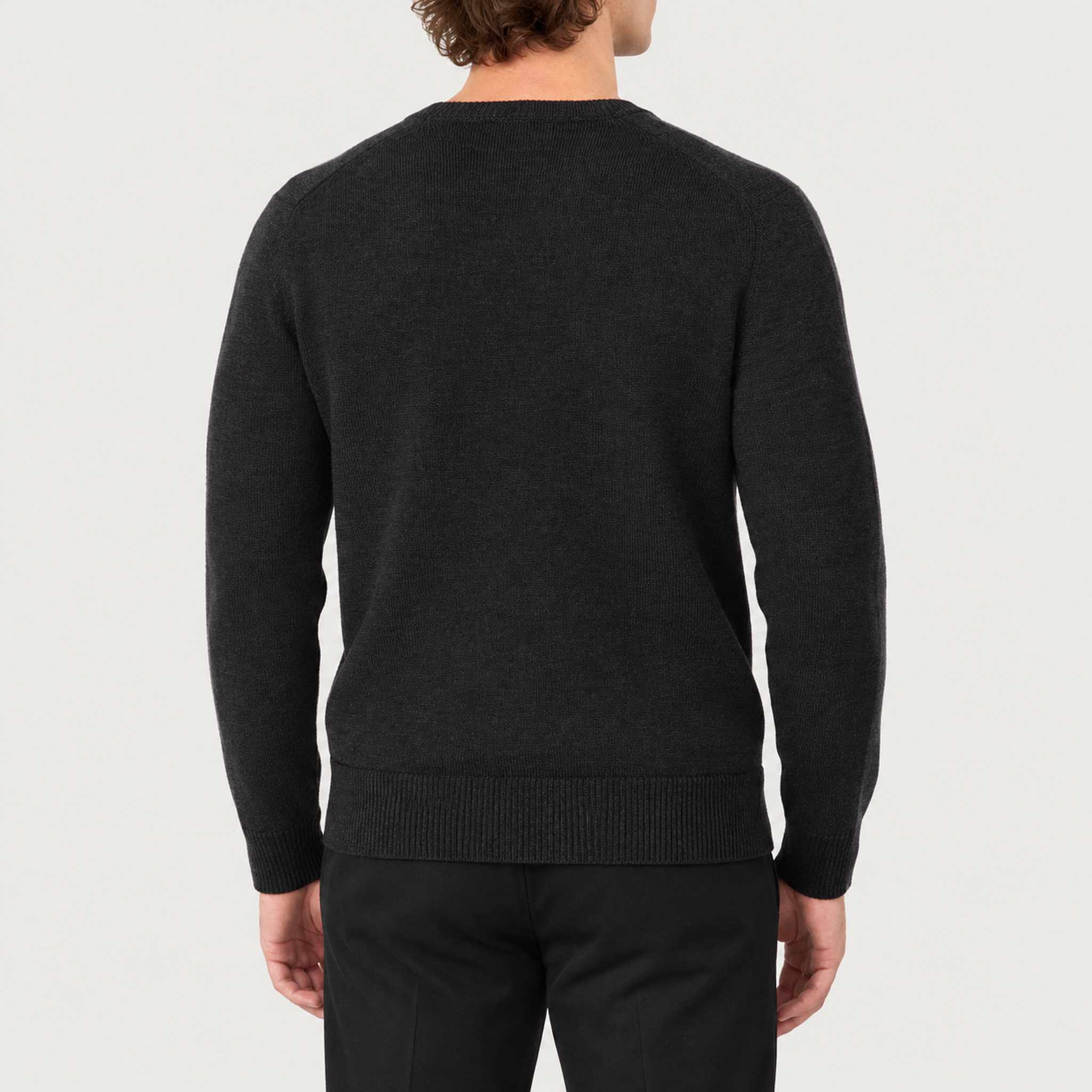 Geneva Sweater in Black in Heather Black — 04 model back