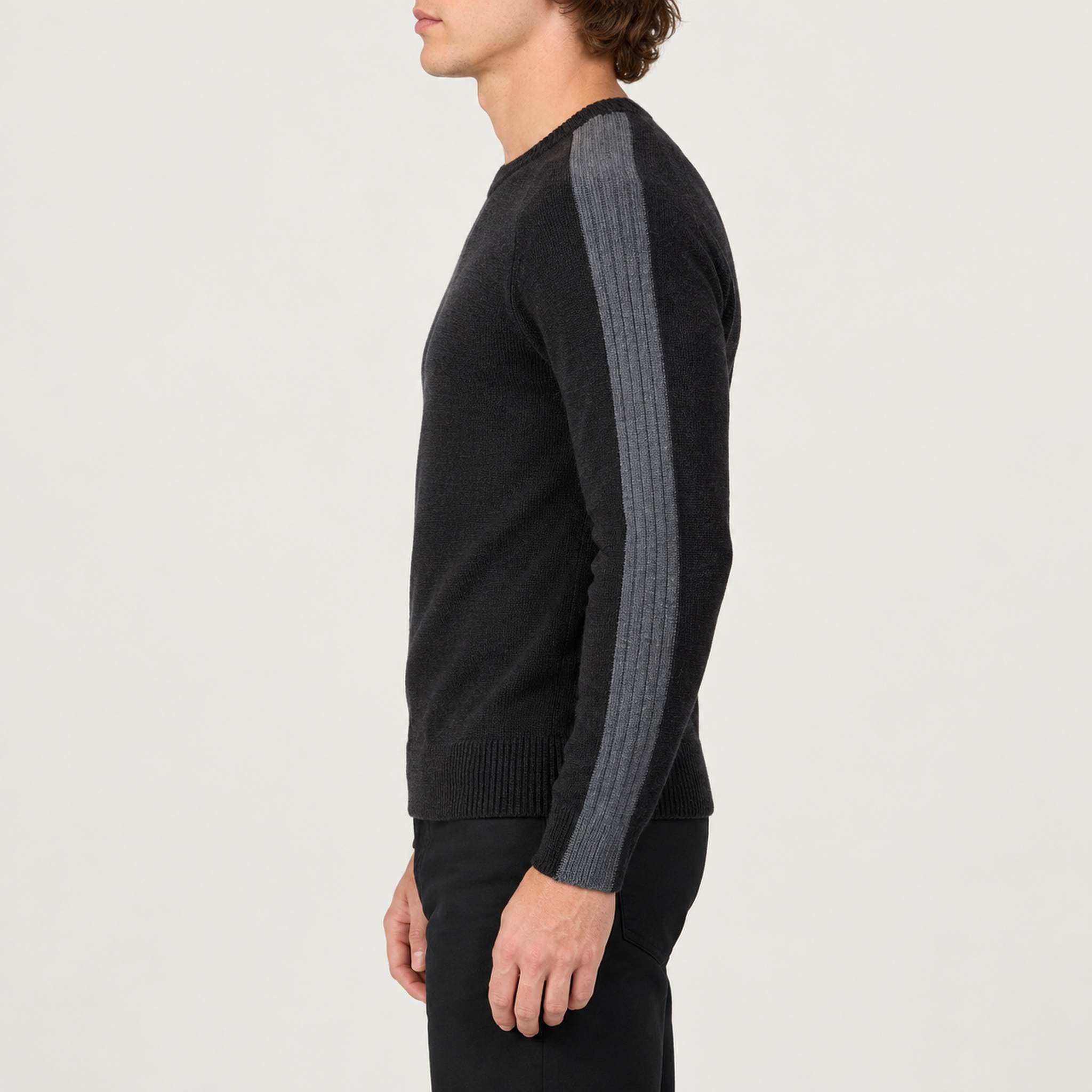 Geneva Sweater in Black in Heather Black — 05 model side